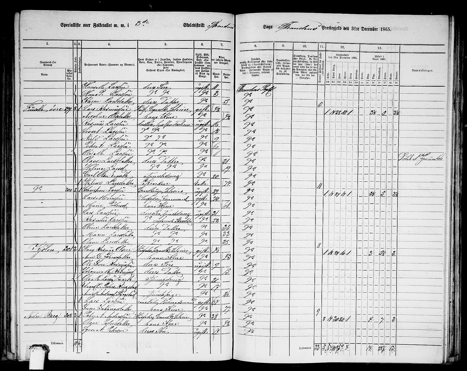 RA, 1865 census for Stranda, 1865, p. 42