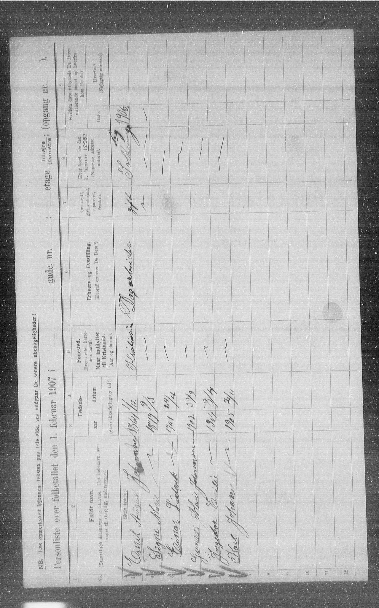 OBA, Municipal Census 1907 for Kristiania, 1907, p. 50889