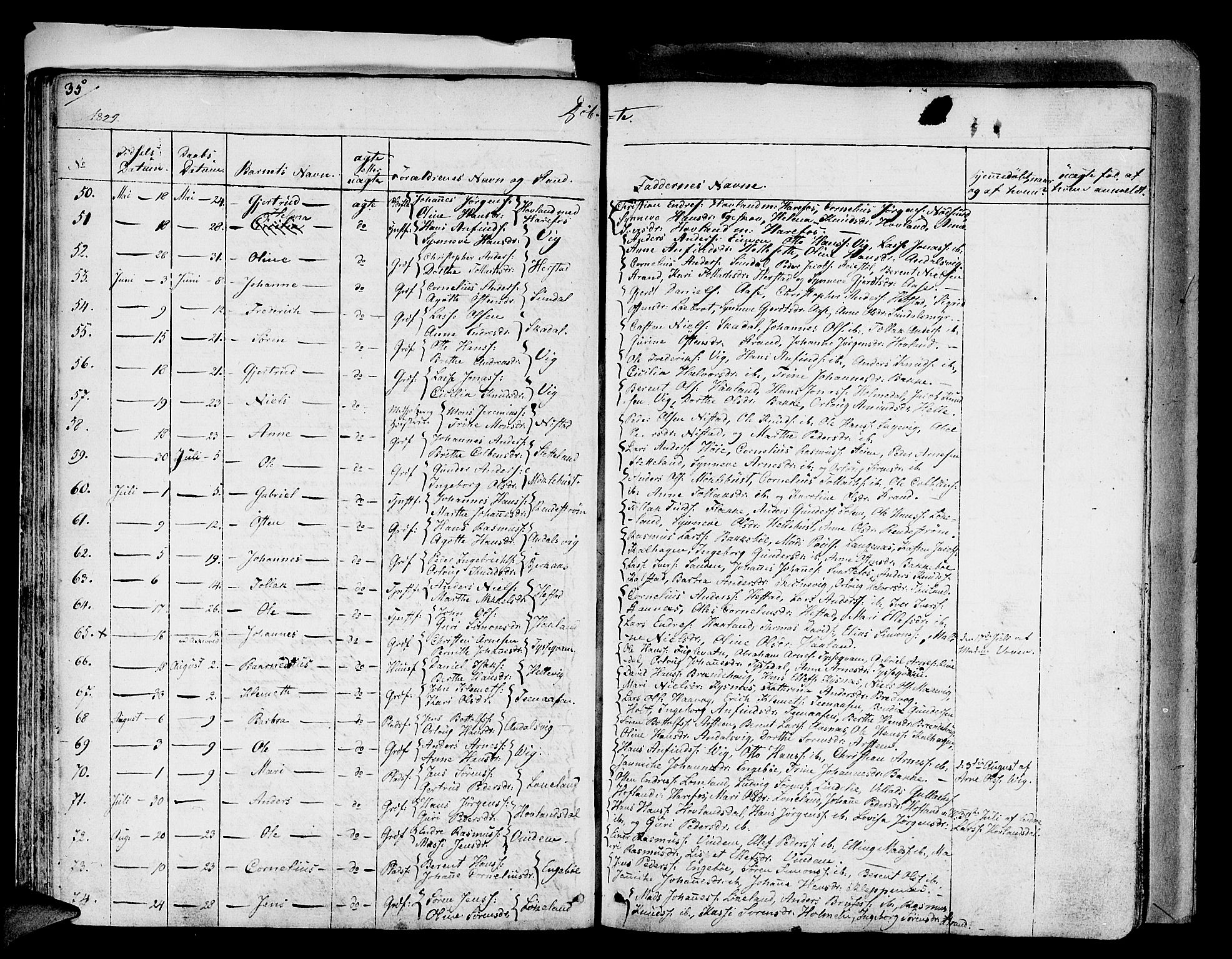 Fjaler sokneprestembete, SAB/A-79801/H/Haa/Haaa/L0005: Parish register (official) no. A 5, 1821-1835, p. 35