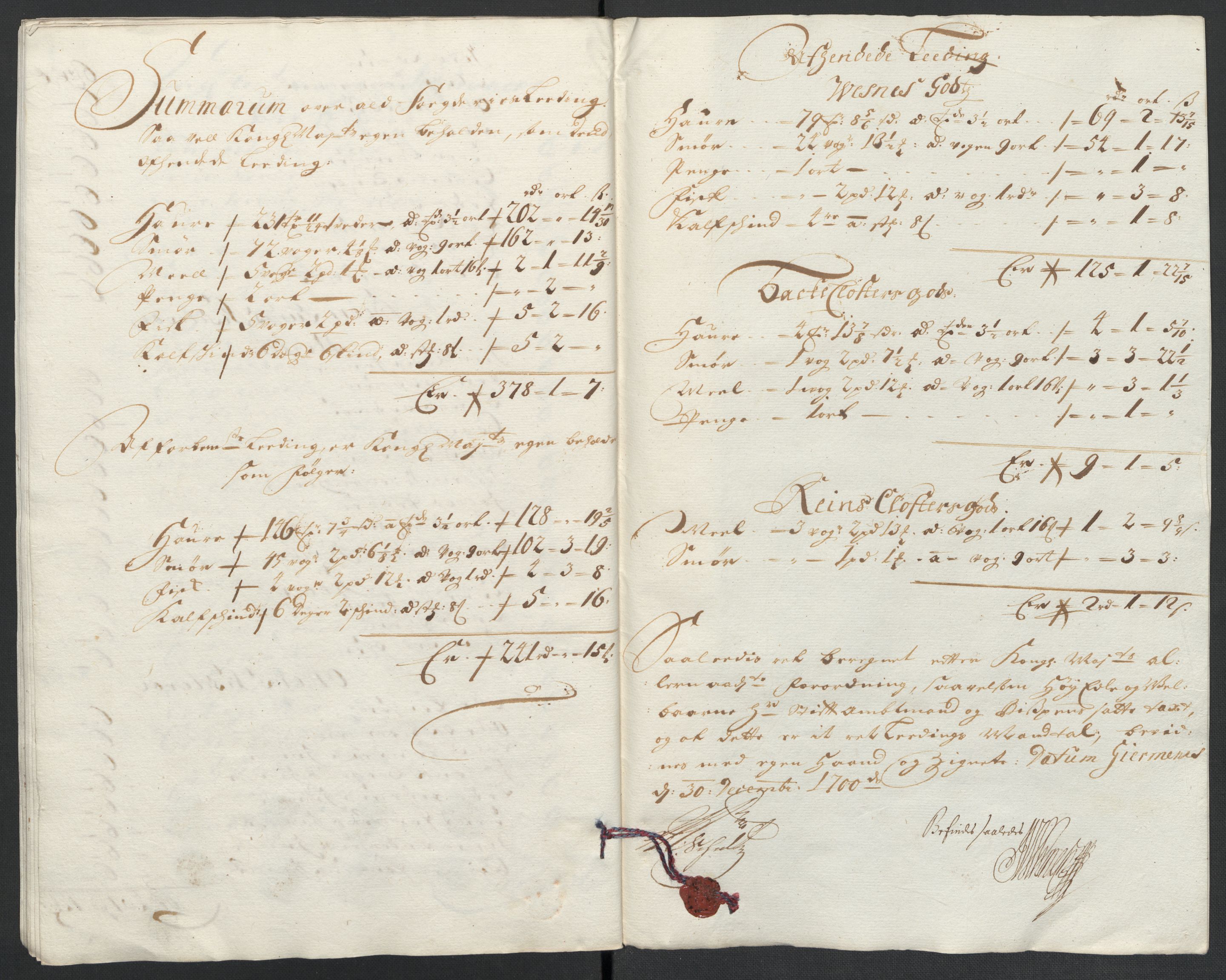 Rentekammeret inntil 1814, Reviderte regnskaper, Fogderegnskap, AV/RA-EA-4092/R55/L3654: Fogderegnskap Romsdal, 1699-1700, p. 328