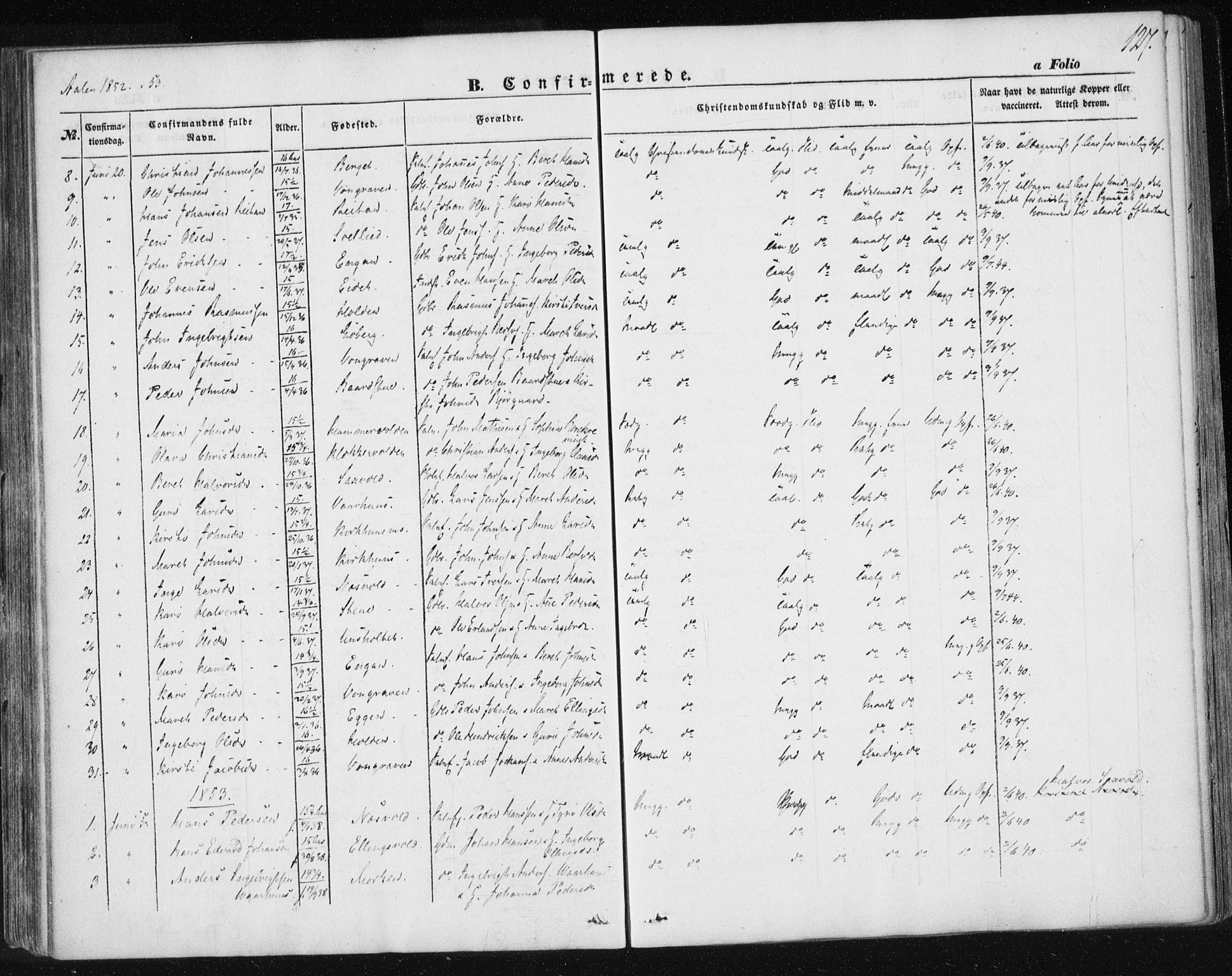Ministerialprotokoller, klokkerbøker og fødselsregistre - Sør-Trøndelag, SAT/A-1456/685/L0965: Parish register (official) no. 685A06 /3, 1846-1859, p. 127
