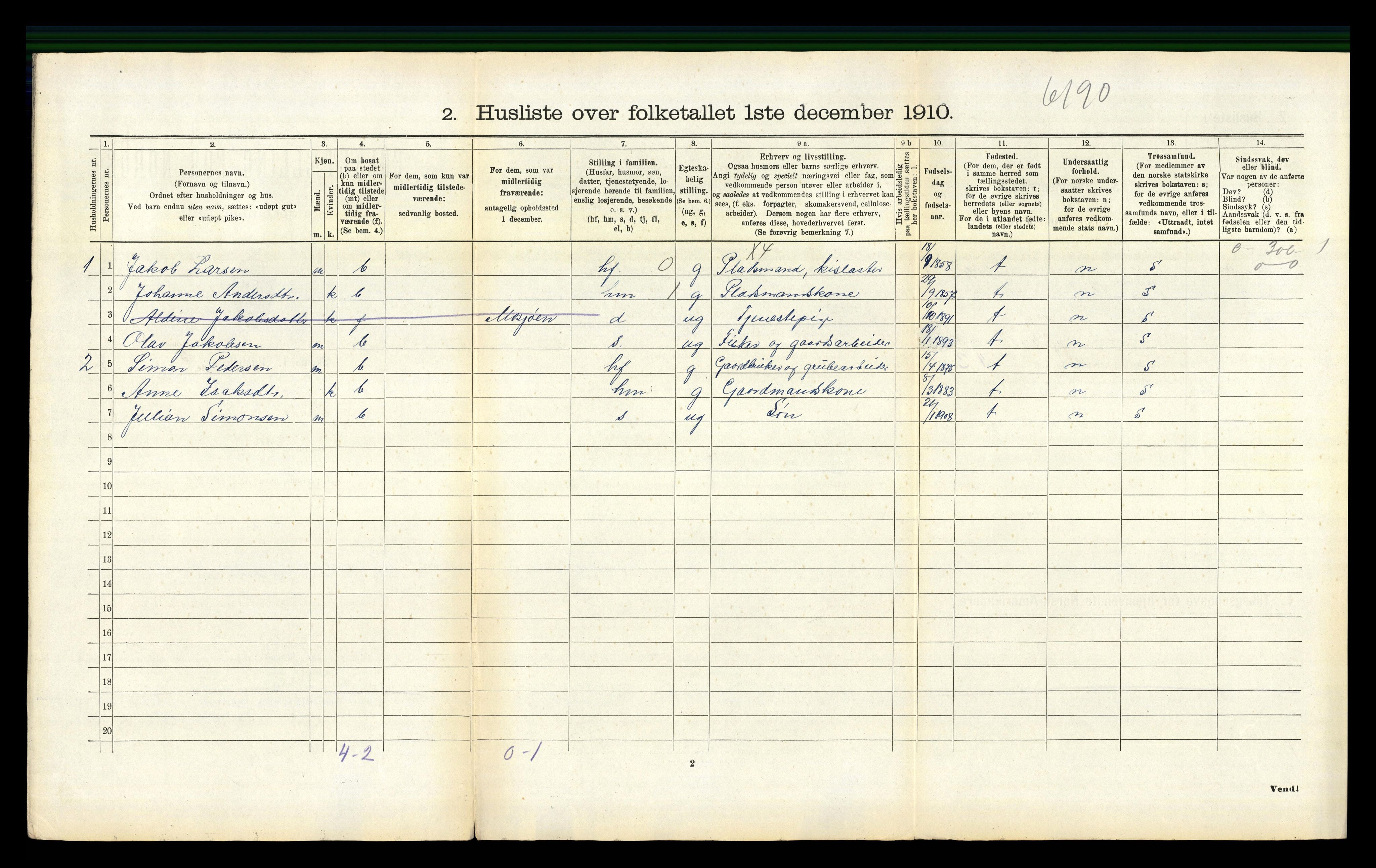 RA, 1910 census for Sørfold, 1910, p. 523