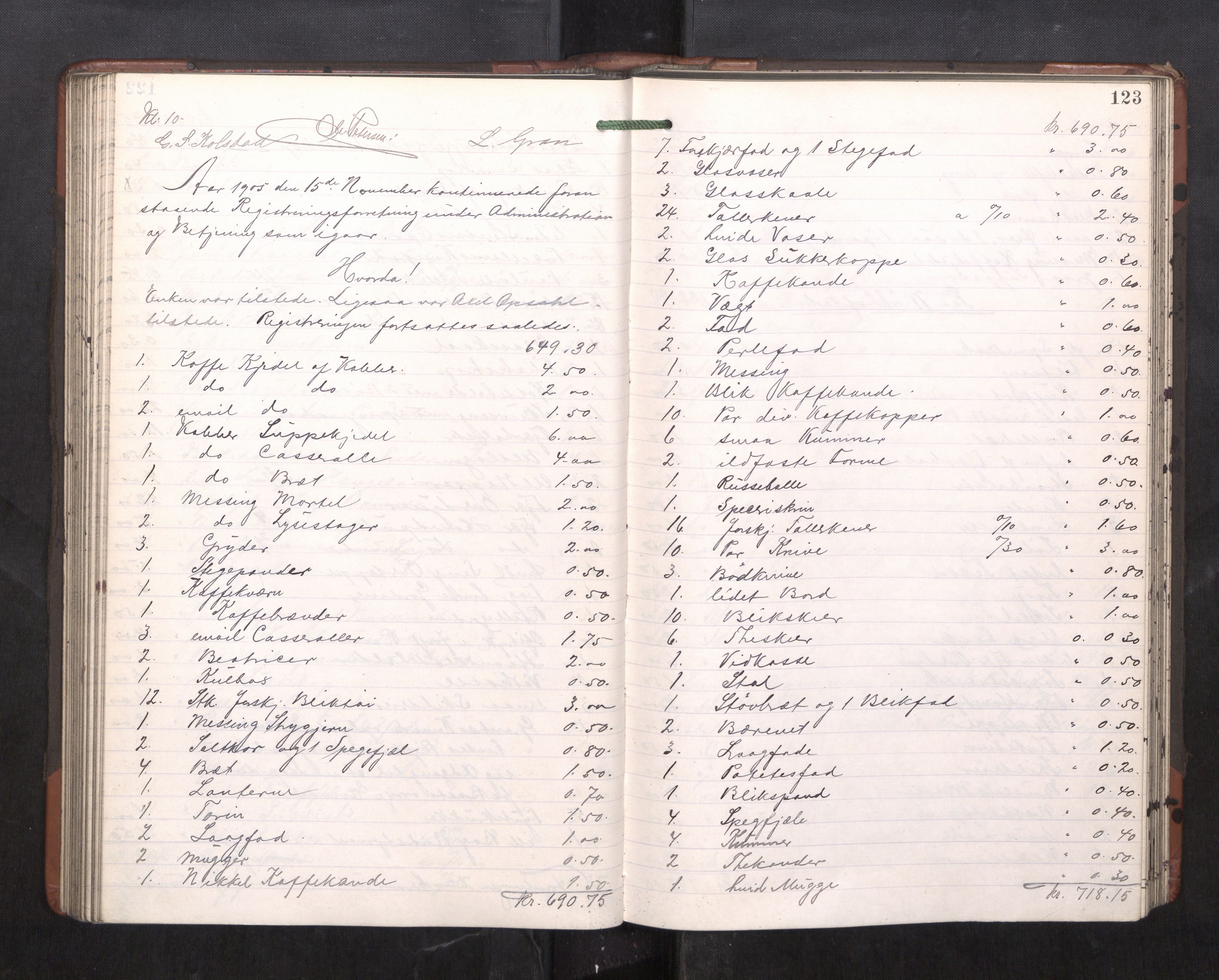Trondheim byfogd, AV/SAT-A-0003/1/3/3C/L0023: Skifteregistreringsprotokoll - 11/2-15/5. (u/ register), 1905-1907, p. 123