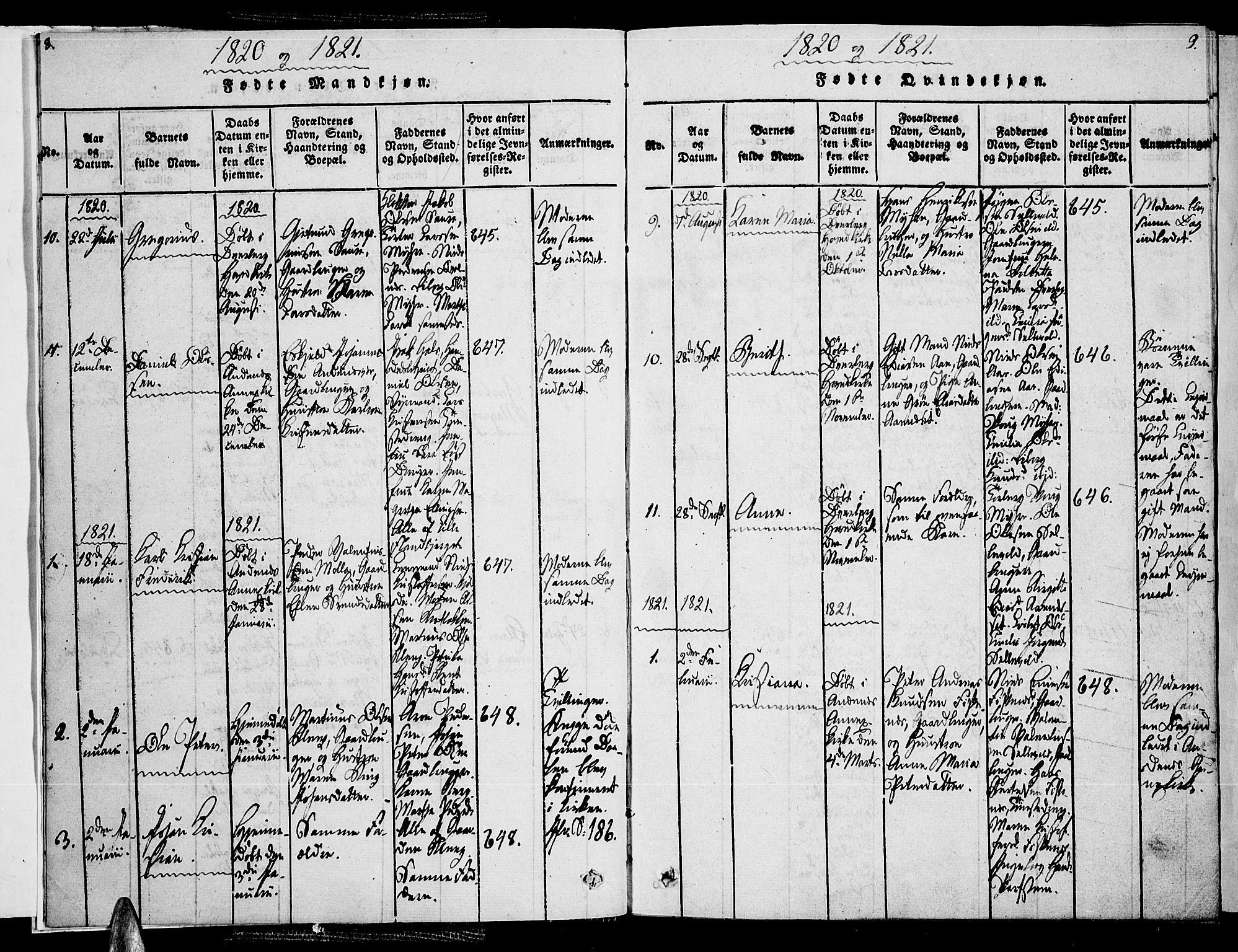 Ministerialprotokoller, klokkerbøker og fødselsregistre - Nordland, SAT/A-1459/897/L1395: Parish register (official) no. 897A03, 1820-1841, p. 8-9