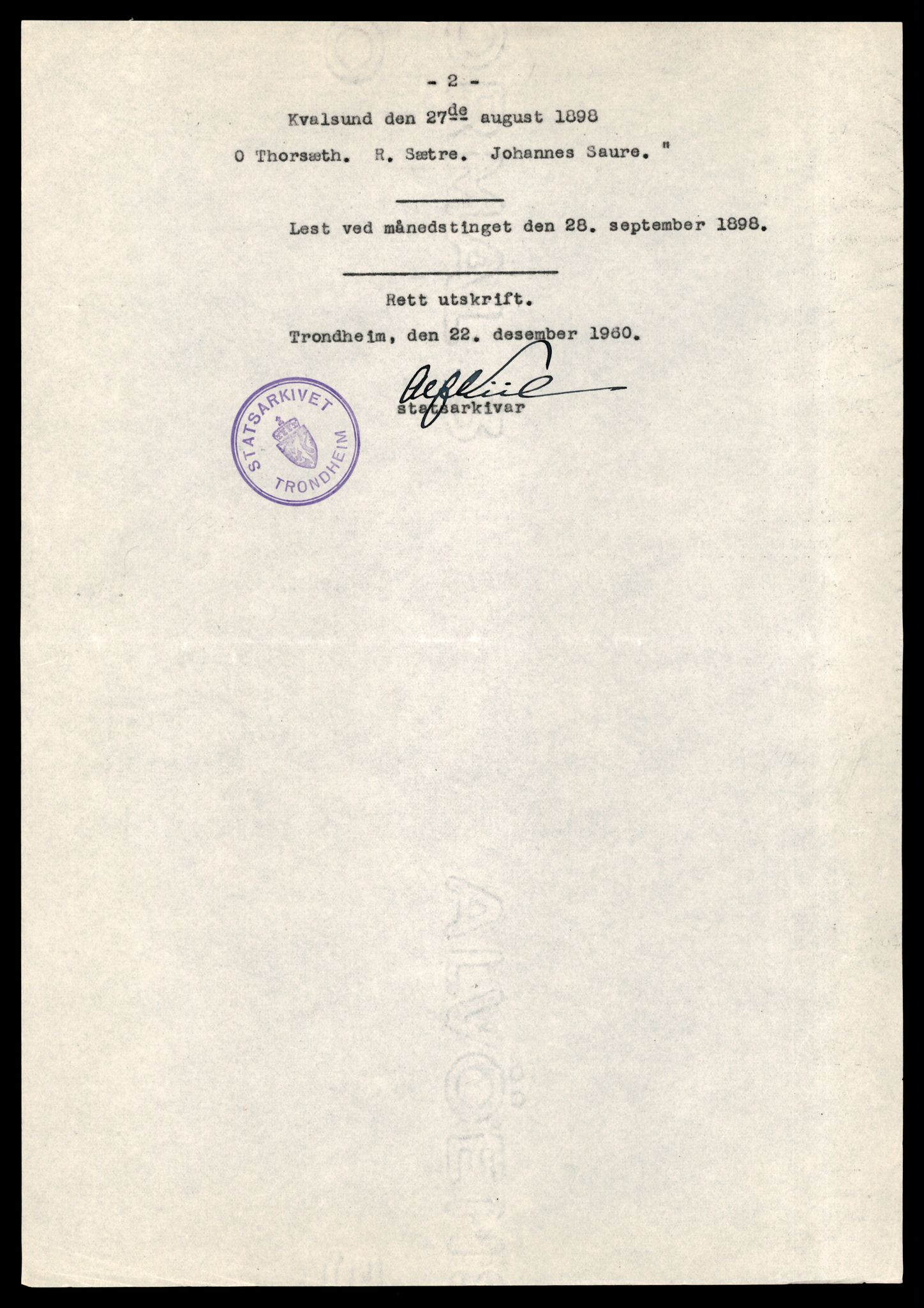 Statsarkivet i Trondheim, AV/SAT-A-4183/J/Ja/L0061: Pantebok S, 700 -, 1898-1899