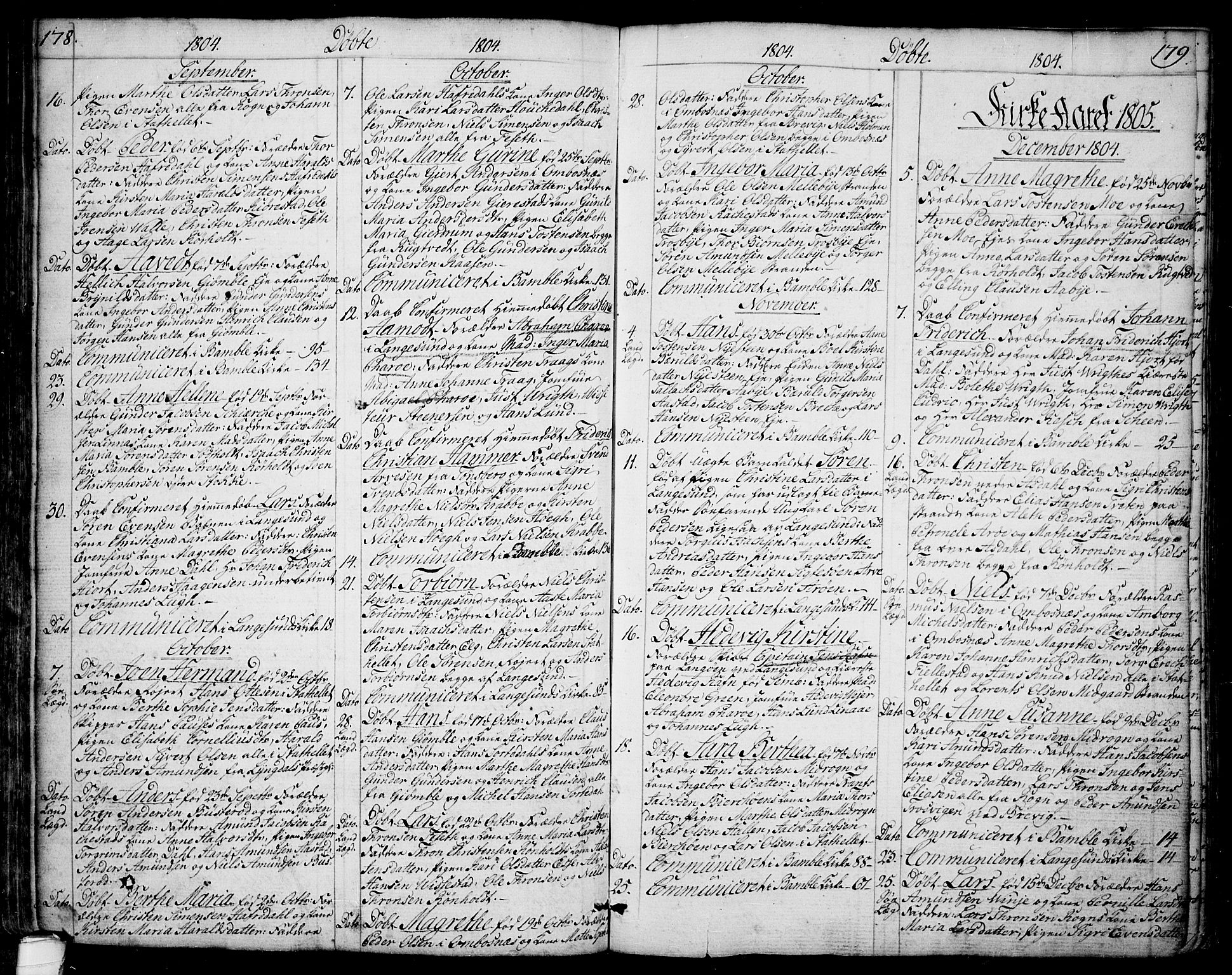 Bamble kirkebøker, SAKO/A-253/F/Fa/L0002: Parish register (official) no. I 2, 1775-1814, p. 178-179