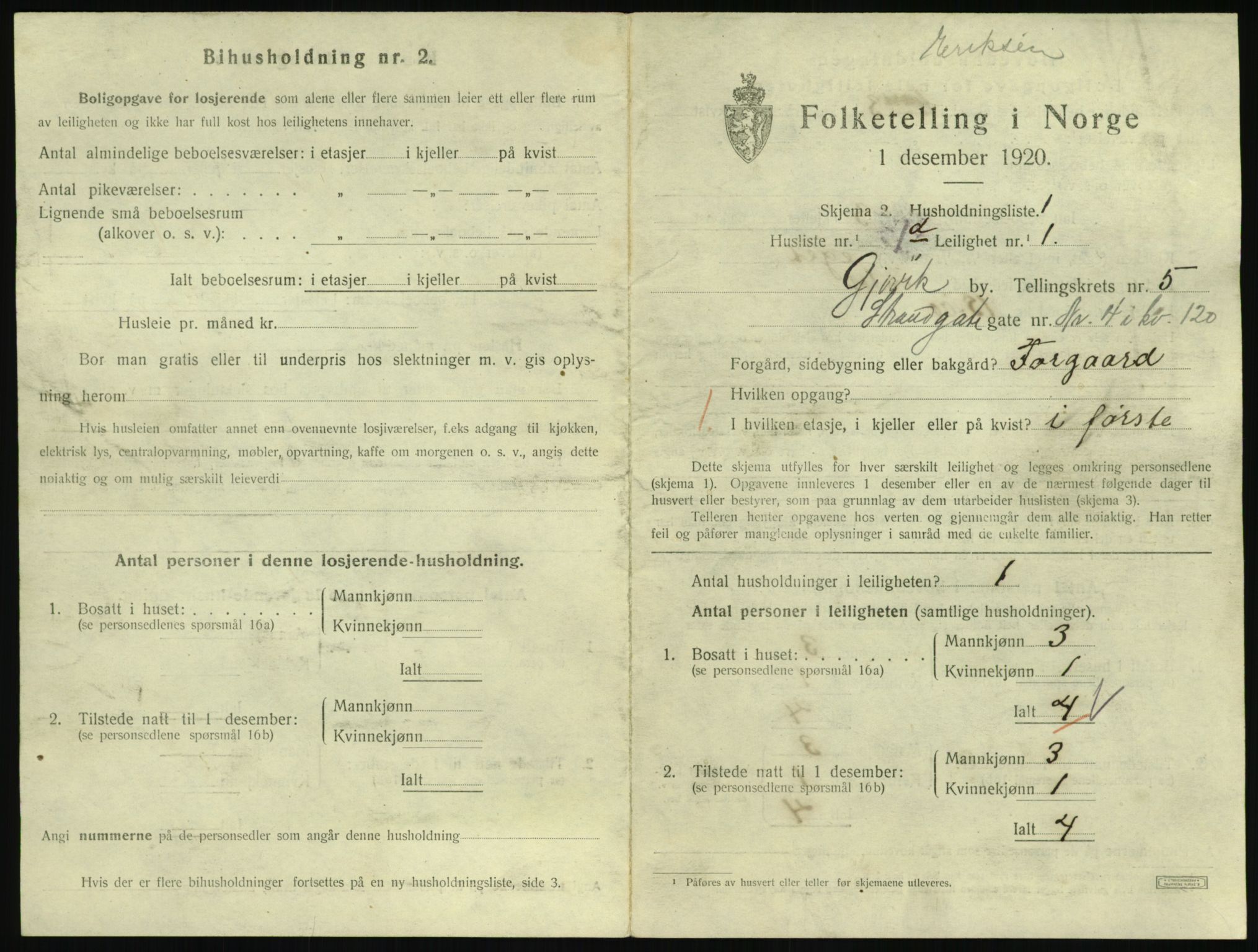 SAH, 1920 census for Gjøvik, 1920, p. 2228