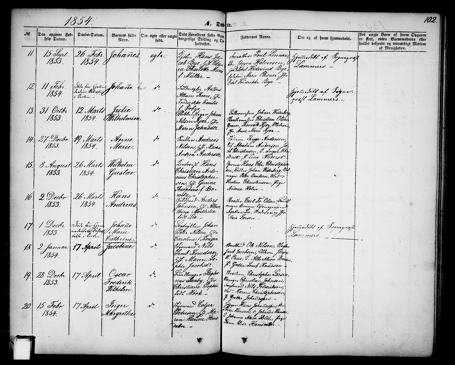 Skien kirkebøker, SAKO/A-302/G/Ga/L0004: Parish register (copy) no. 4, 1843-1867, p. 102