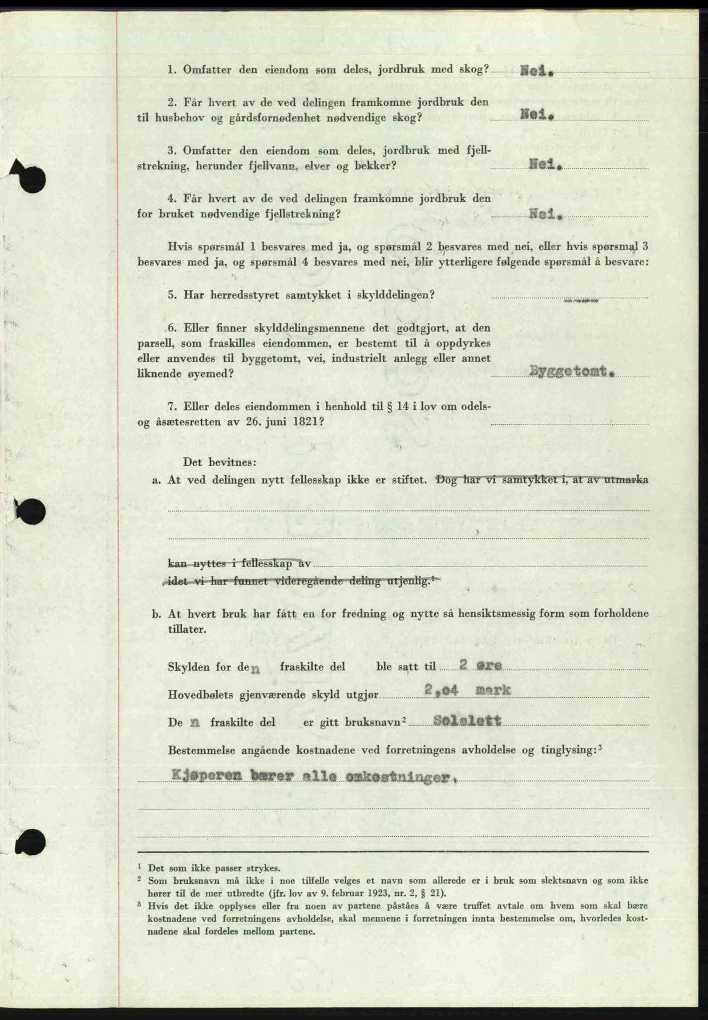 Toten tingrett, SAH/TING-006/H/Hb/Hbc/L0013: Mortgage book no. Hbc-13, 1945-1945, Diary no: : 1454/1945