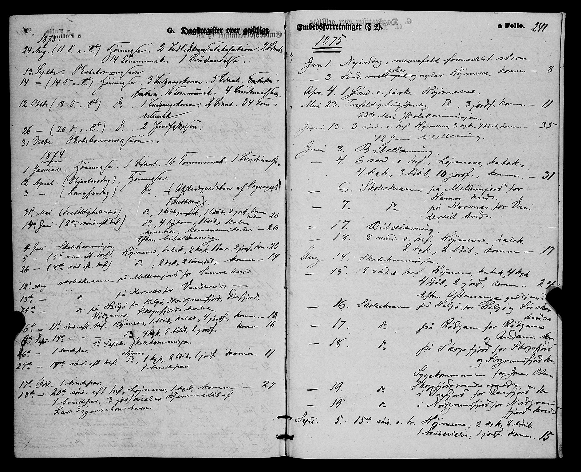 Karlsøy sokneprestembete, SATØ/S-1299/H/Ha/Haa/L0010kirke: Parish register (official) no. 10, 1867-1878, p. 241