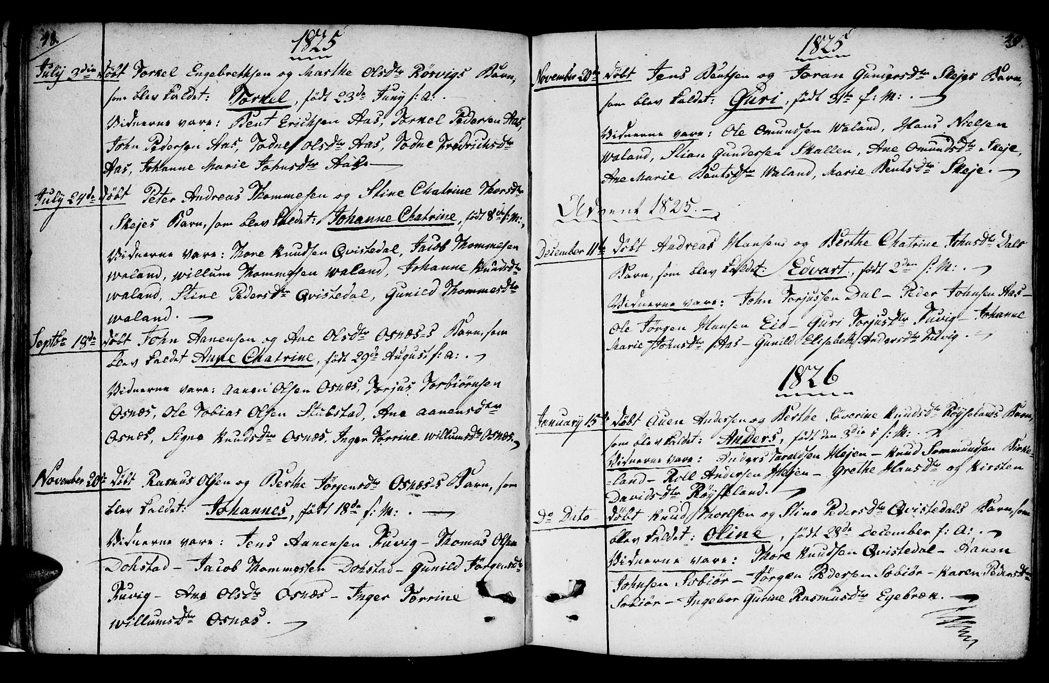 Mandal sokneprestkontor, SAK/1111-0030/F/Fb/Fbb/L0001: Parish register (copy) no. B 1, 1802-1846, p. 48-49