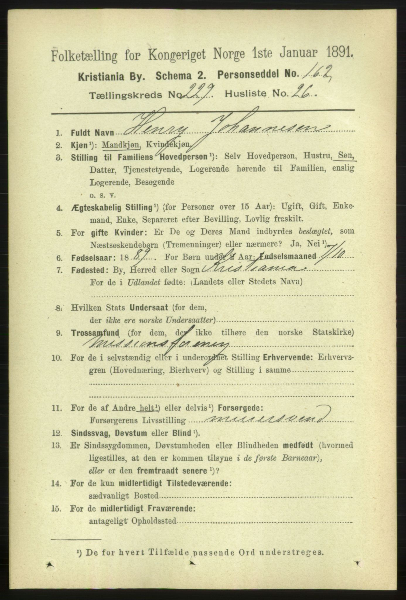 RA, 1891 census for 0301 Kristiania, 1891, p. 141312