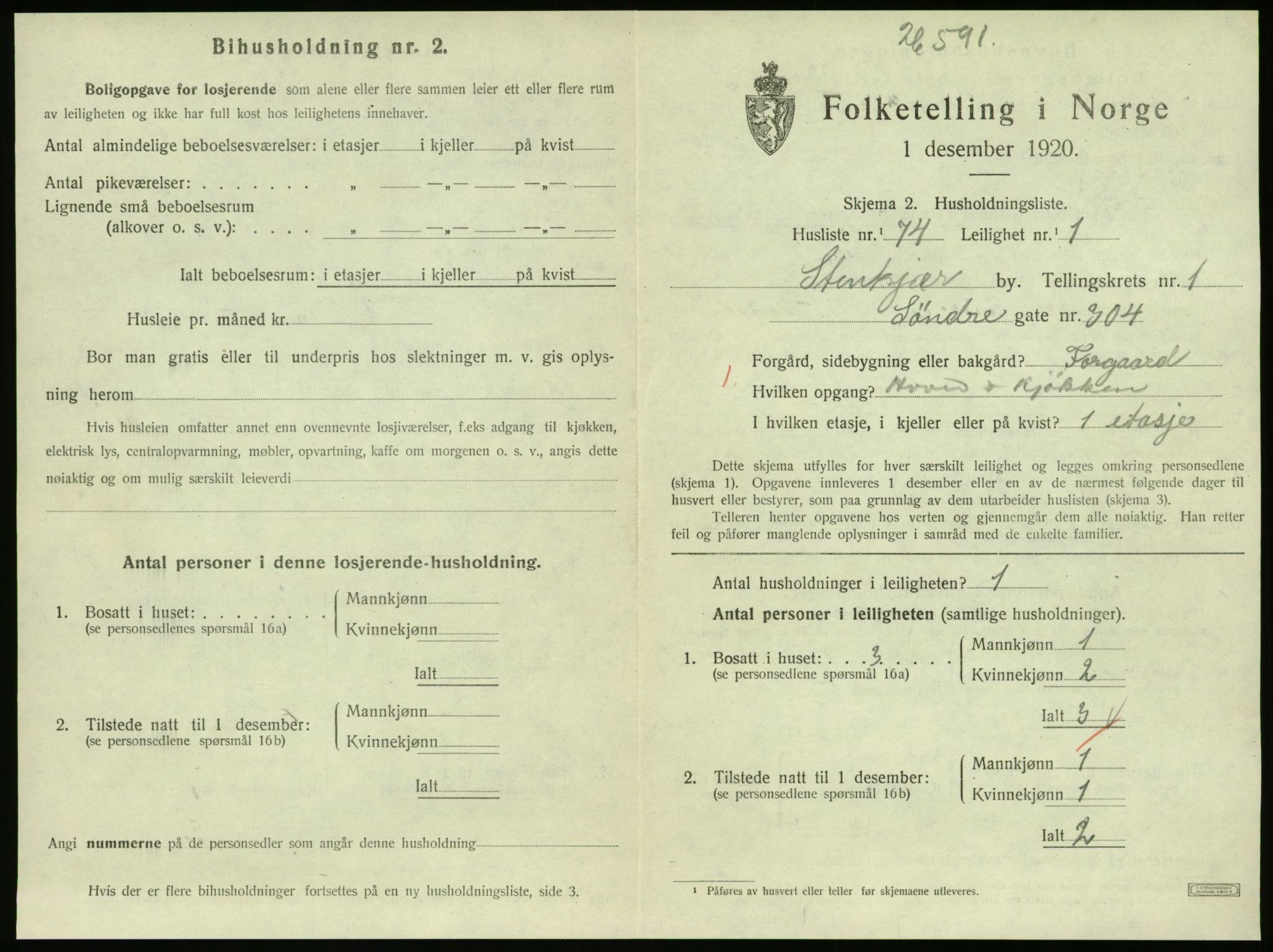 SAT, 1920 census for Steinkjer, 1920, p. 1364