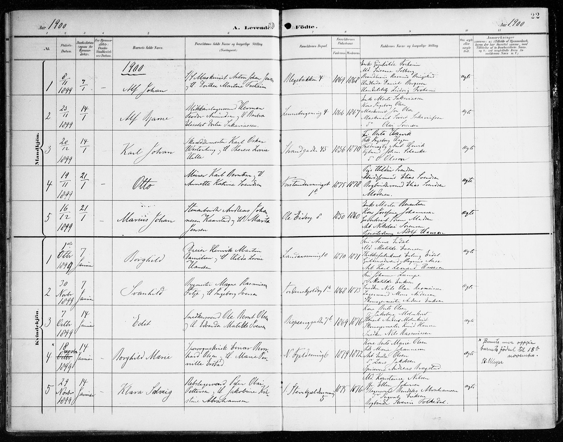 Korskirken sokneprestembete, SAB/A-76101/H/Haa/L0023: Parish register (official) no. B 9, 1899-1908, p. 22