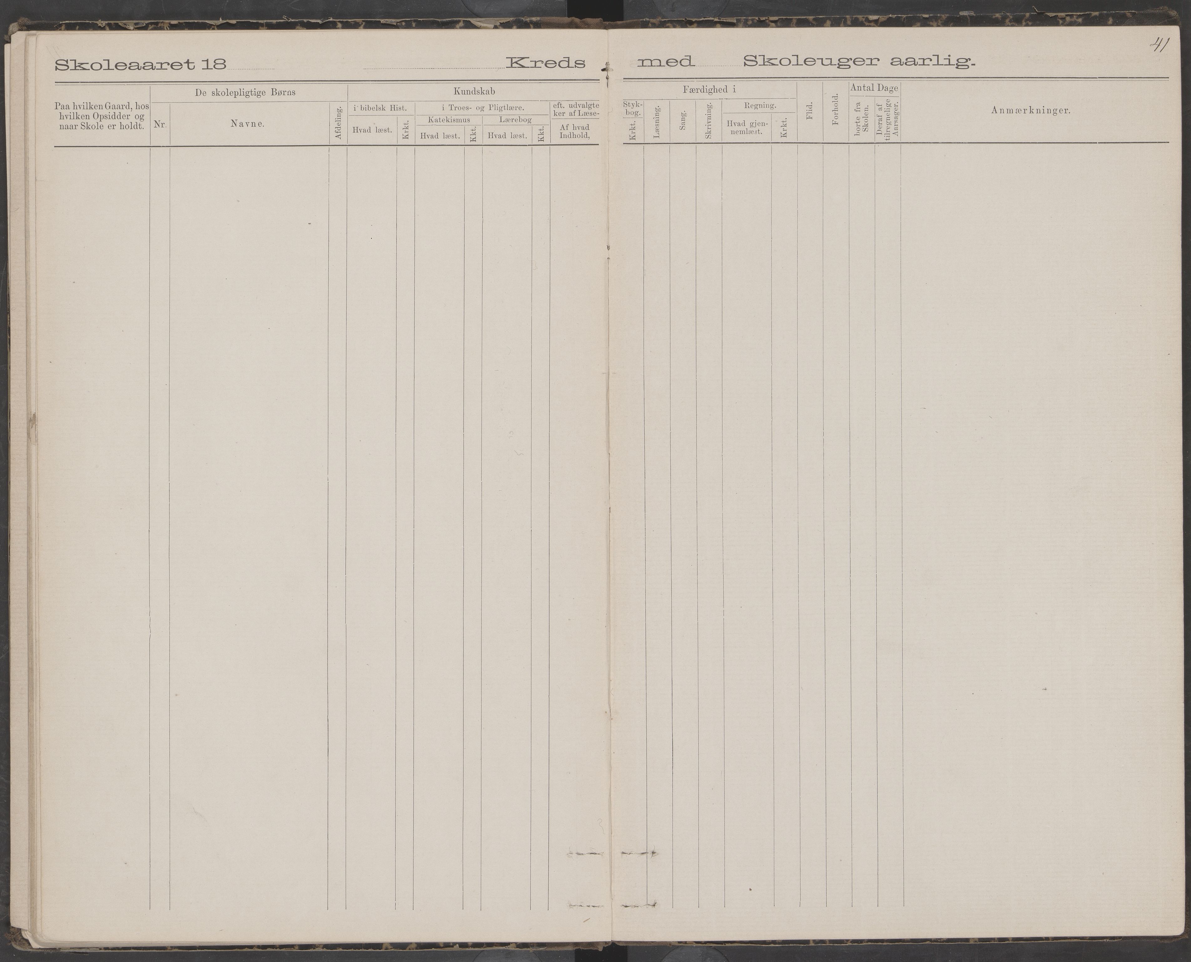 Dønna kommune. Snekkevik skolekrets, AIN/K-18270.510.07/442/L0002: Skoleprotokoll, 1888-1893