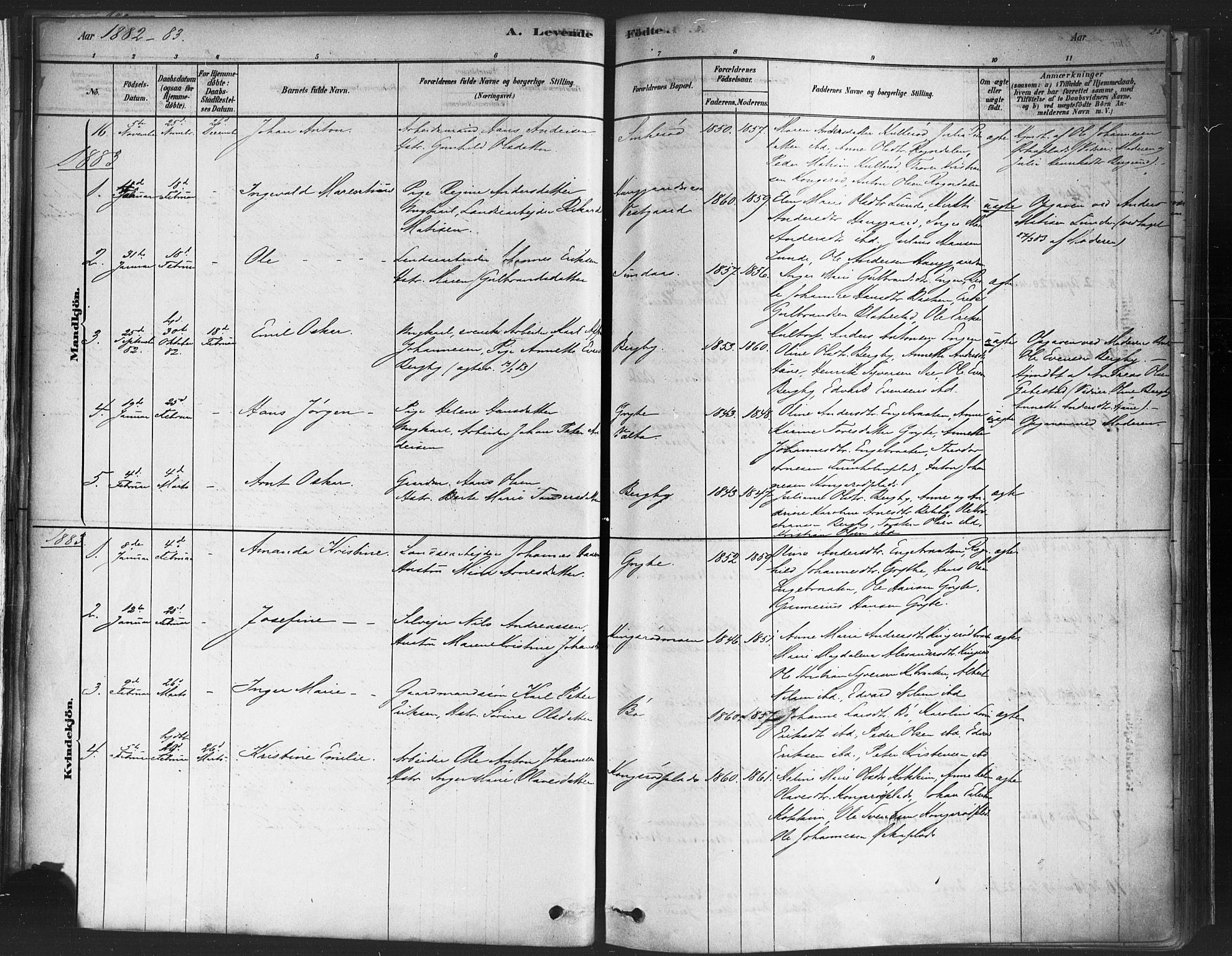 Varteig prestekontor Kirkebøker, SAO/A-10447a/F/Fa/L0002: Parish register (official) no. 2, 1878-1899, p. 23