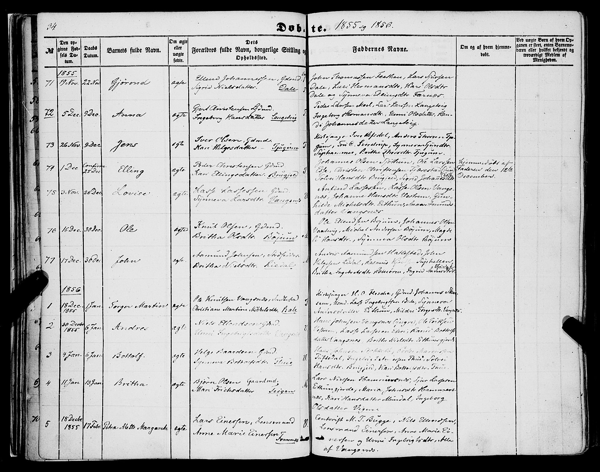 Balestrand sokneprestembete, SAB/A-79601/H/Haa/Haaa/L0002: Parish register (official) no. A 2, 1847-1866, p. 34