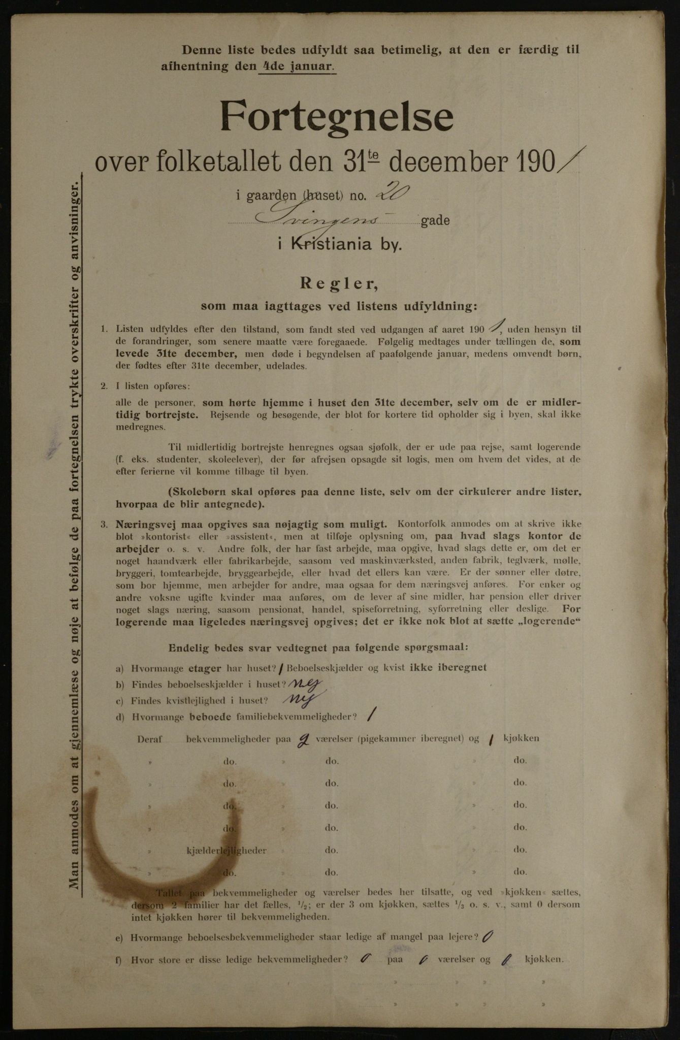 OBA, Municipal Census 1901 for Kristiania, 1901, p. 16326