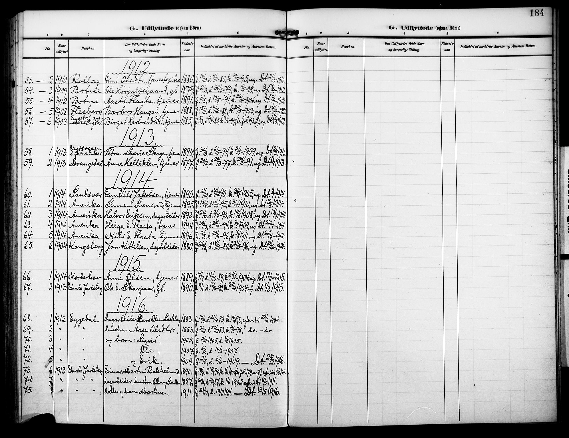 Nore kirkebøker, SAKO/A-238/F/Fb/L0003: Parish register (official) no. II 3, 1906-1926, p. 184