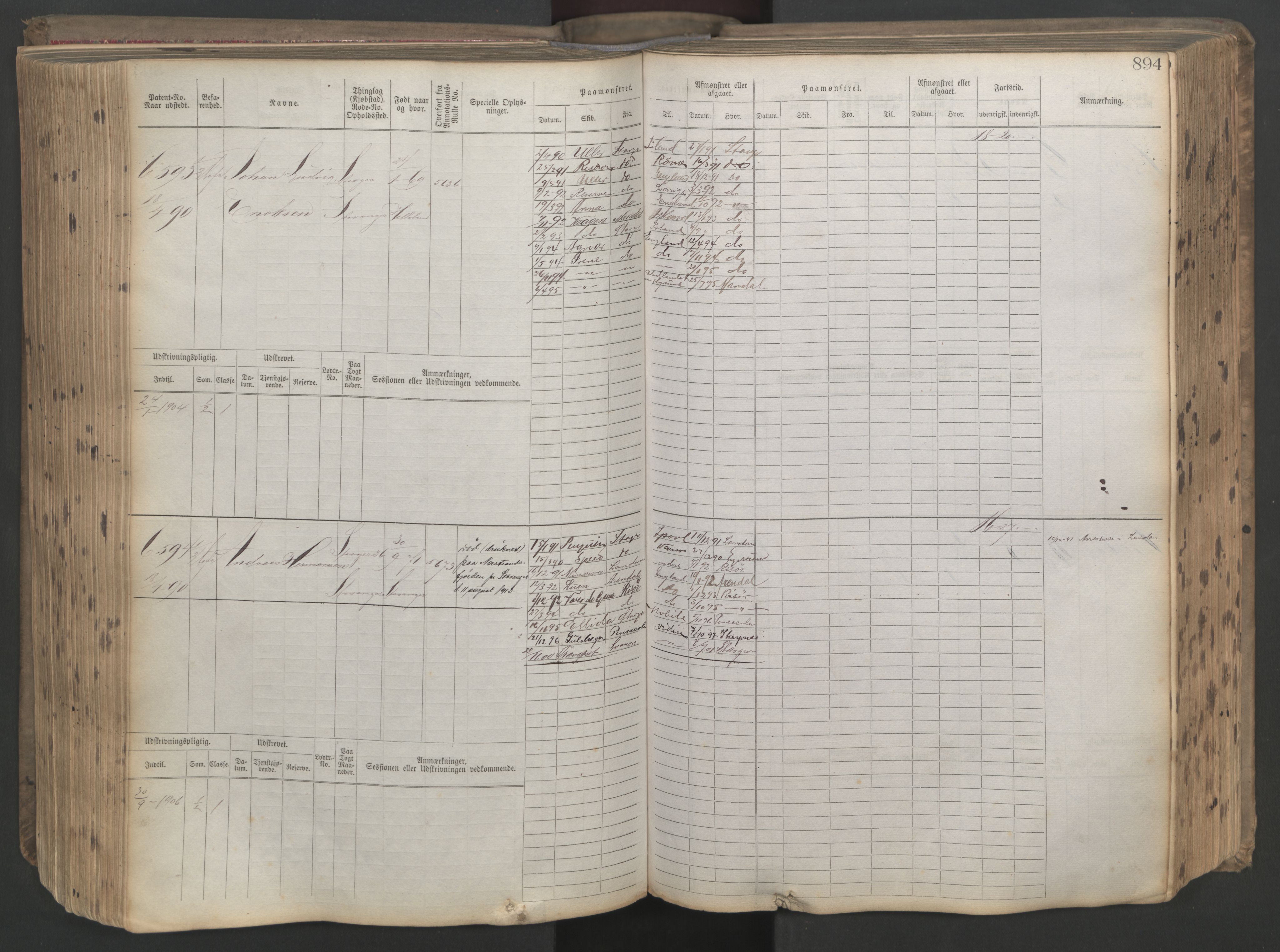 Stavanger sjømannskontor, AV/SAST-A-102006/F/Fb/Fbb/L0021: Sjøfartshovedrulle patnentnr. 6005-7204 (dublett), 1887, p. 299