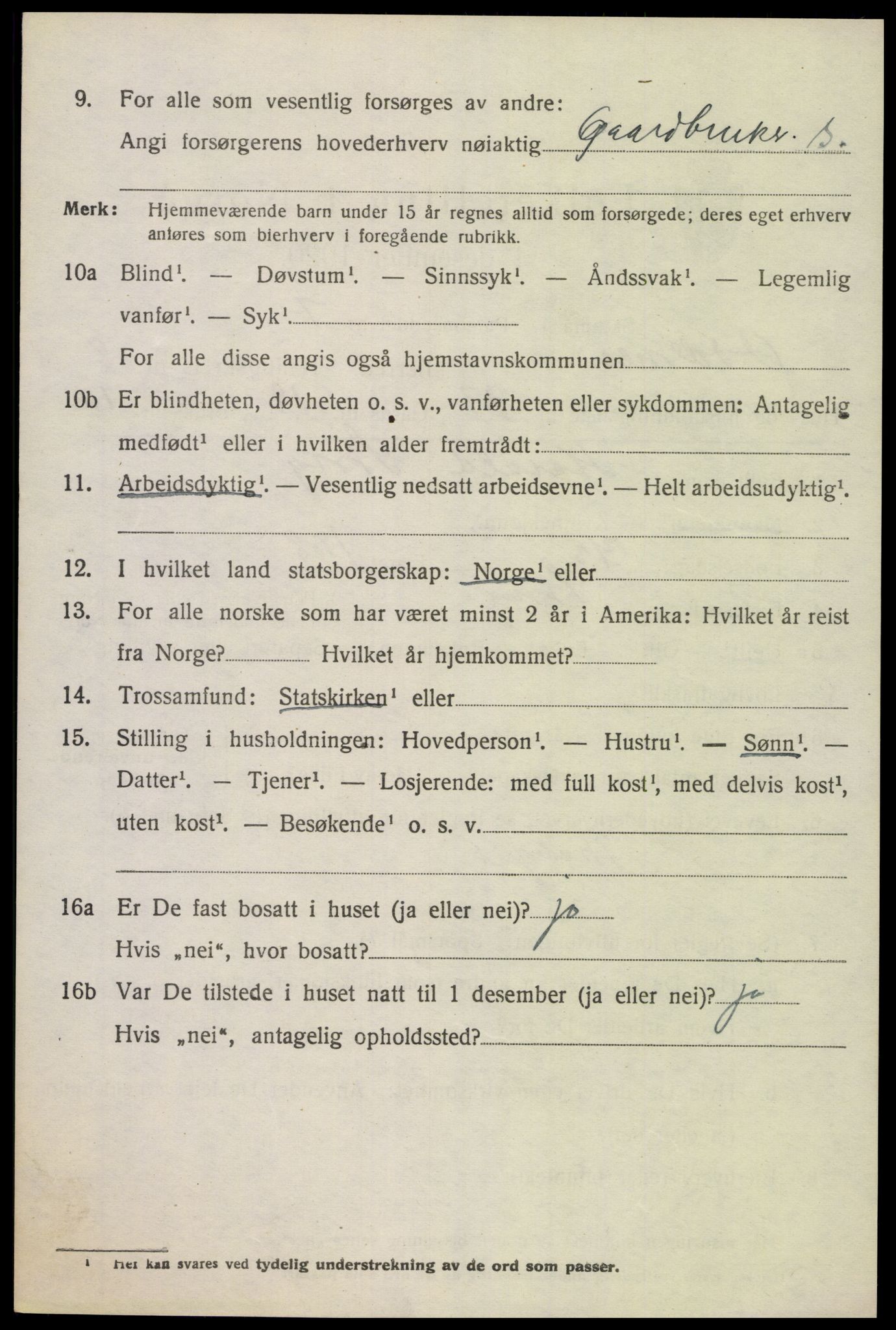 SAK, 1920 census for Oddernes, 1920, p. 6022