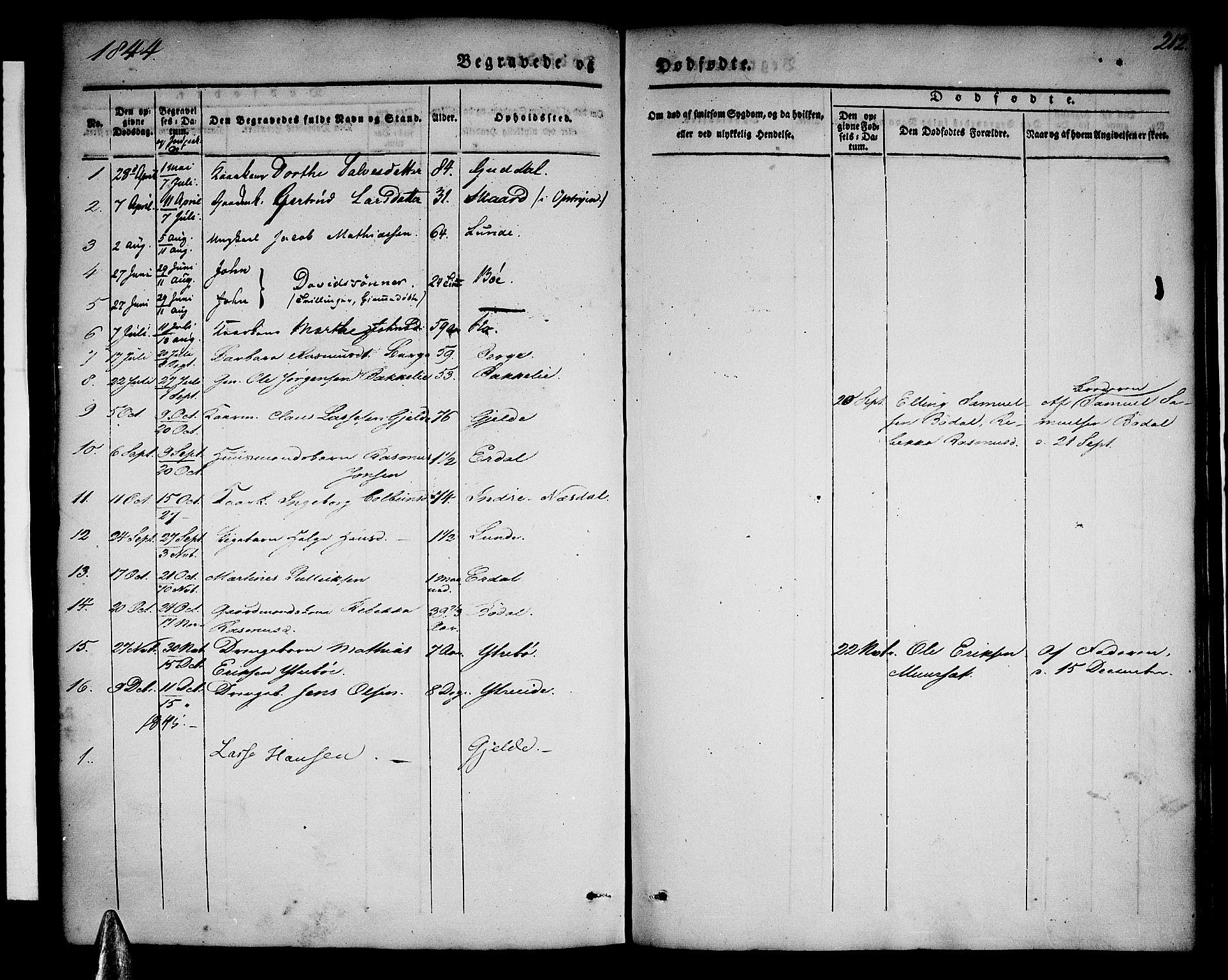 Stryn Sokneprestembete, SAB/A-82501: Parish register (official) no. A 1, 1832-1845, p. 212