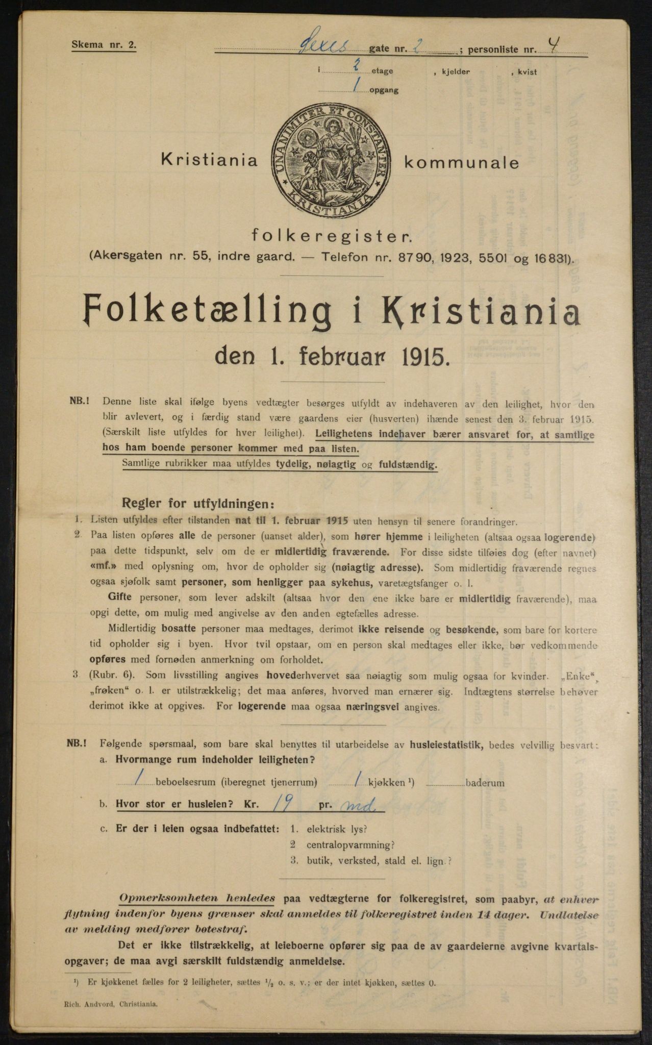 OBA, Municipal Census 1915 for Kristiania, 1915, p. 94419