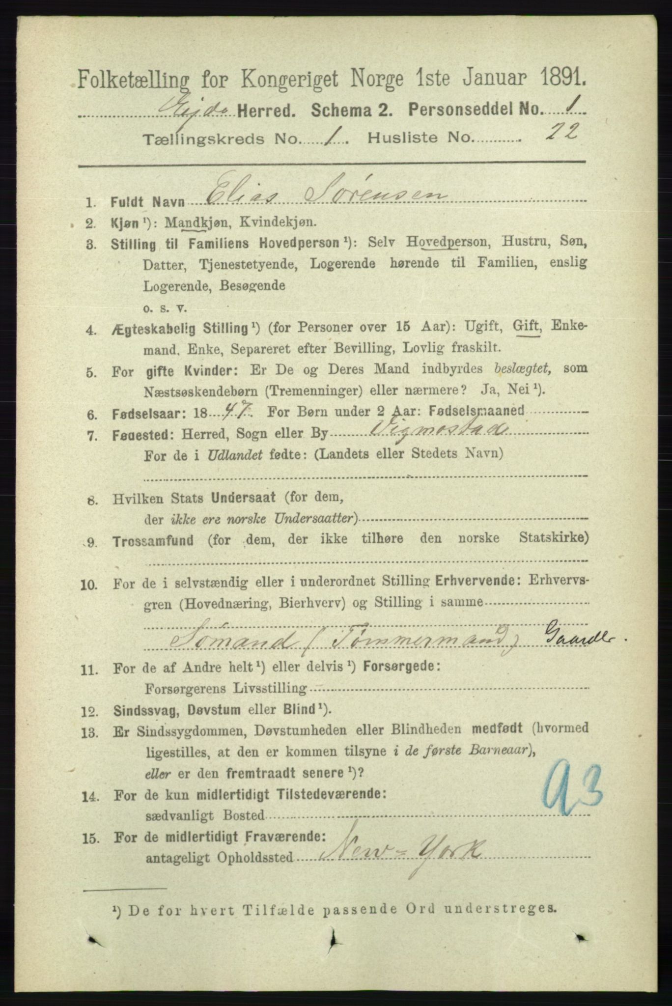 RA, 1891 census for 0925 Eide, 1891, p. 197