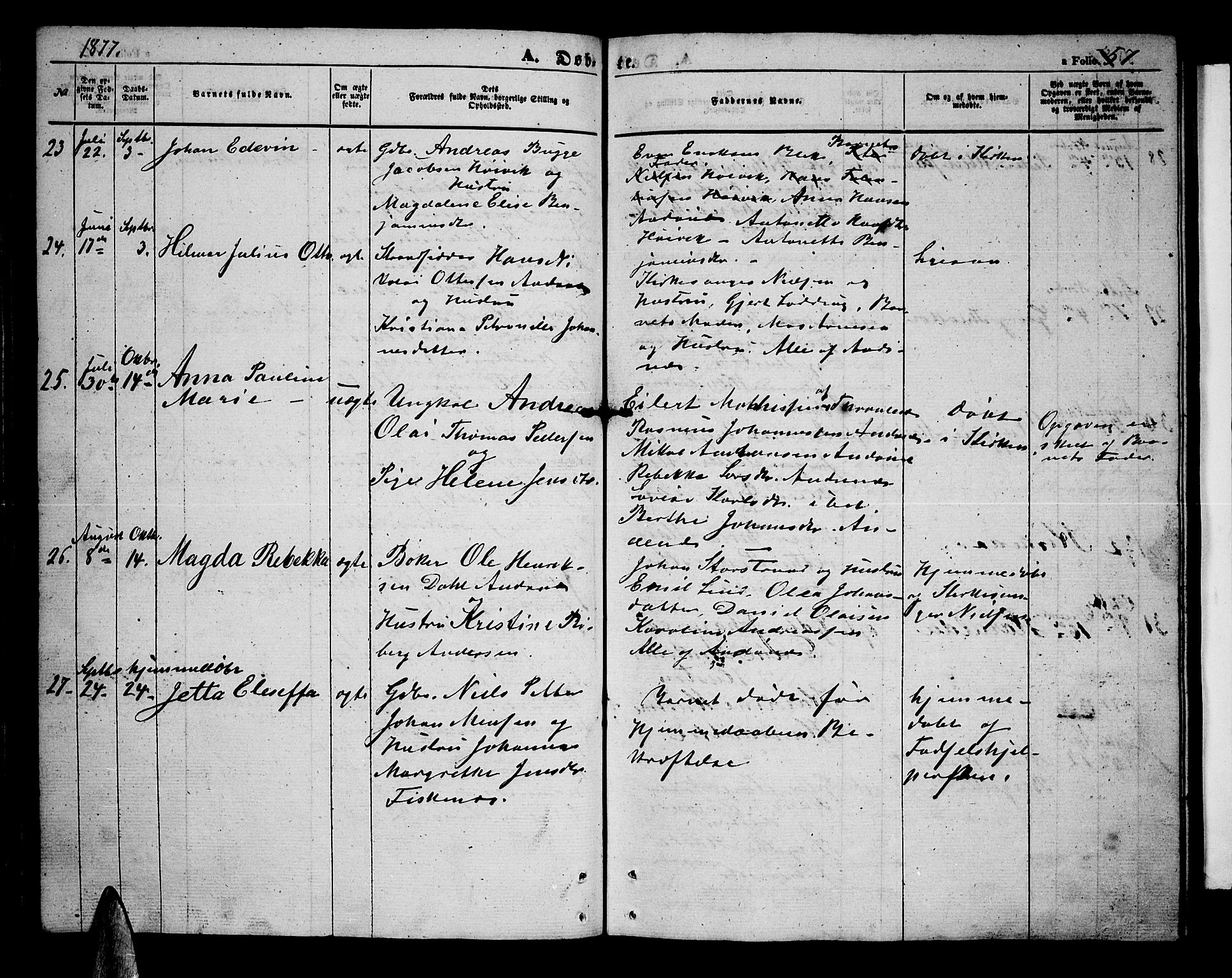 Ministerialprotokoller, klokkerbøker og fødselsregistre - Nordland, AV/SAT-A-1459/899/L1447: Parish register (copy) no. 899C02, 1855-1886, p. 57