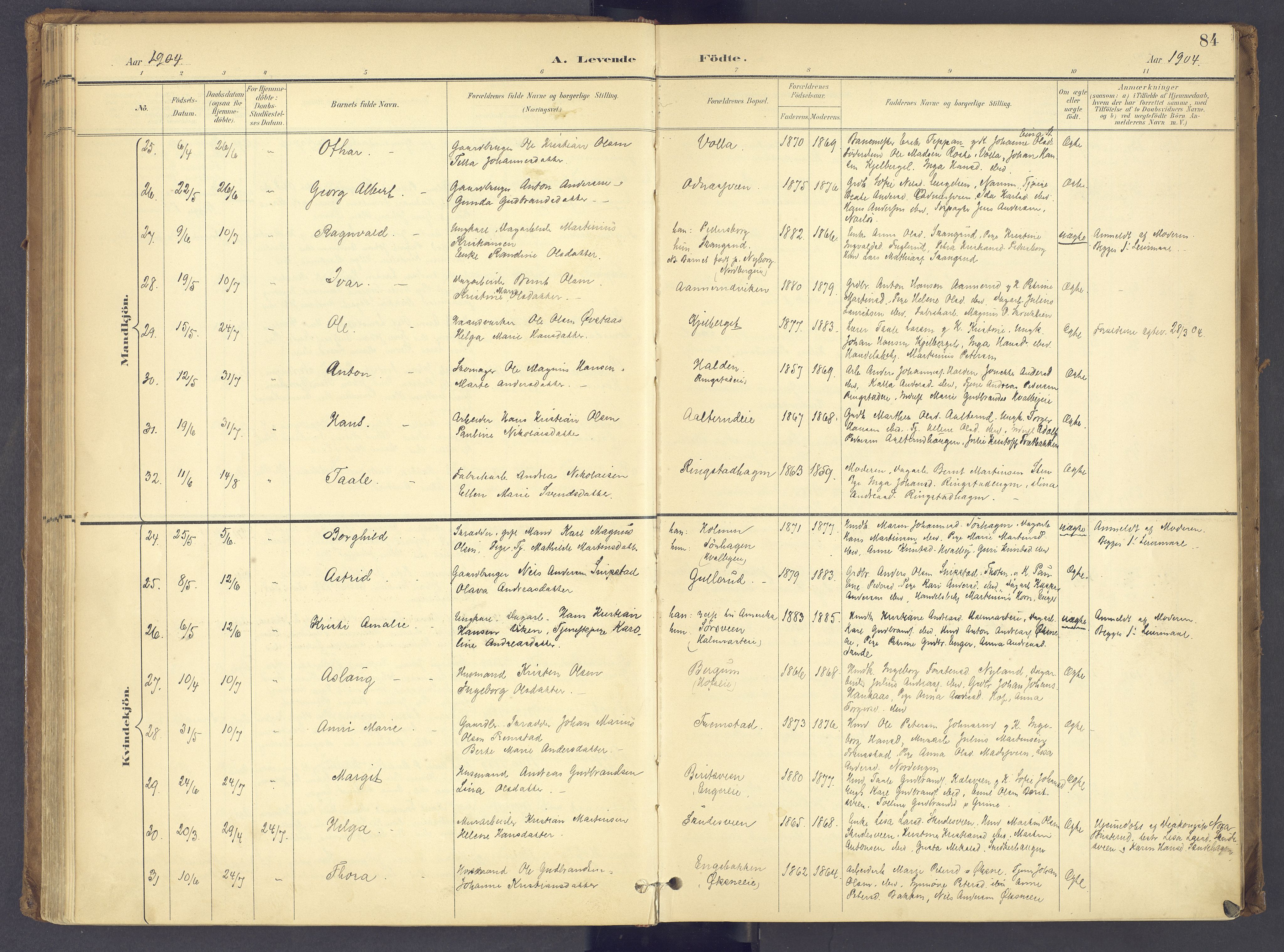 Søndre Land prestekontor, AV/SAH-PREST-122/K/L0006: Parish register (official) no. 6, 1895-1904, p. 84