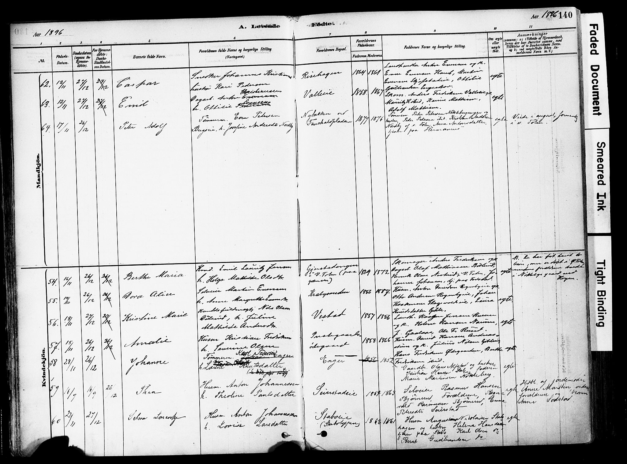 Østre Toten prestekontor, SAH/PREST-104/H/Ha/Haa/L0006: Parish register (official) no. 6 /1, 1878-1896, p. 140
