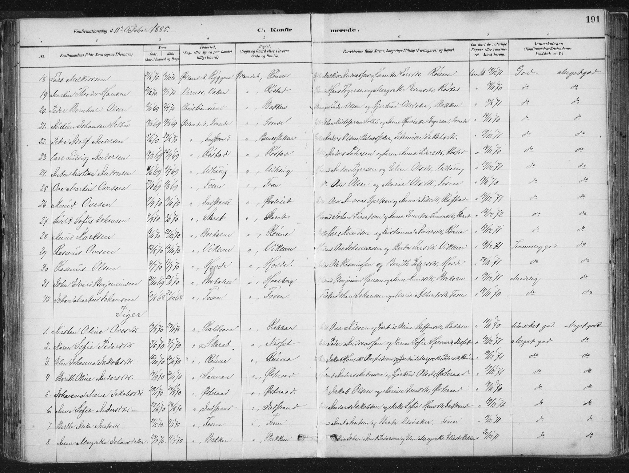 Ministerialprotokoller, klokkerbøker og fødselsregistre - Sør-Trøndelag, SAT/A-1456/659/L0739: Parish register (official) no. 659A09, 1879-1893, p. 191