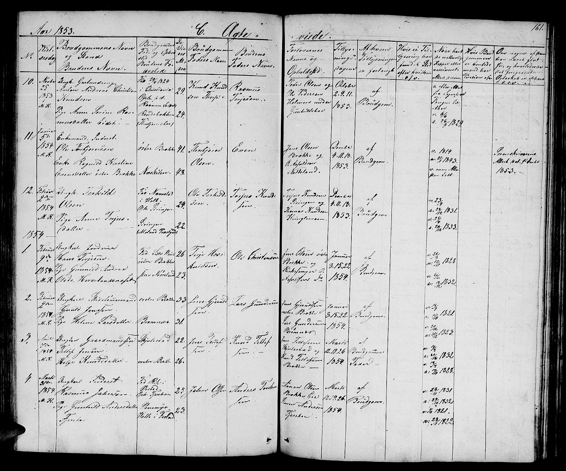 Austre Moland sokneprestkontor, SAK/1111-0001/F/Fb/Fba/L0001: Parish register (copy) no. B 1, 1842-1868, p. 161