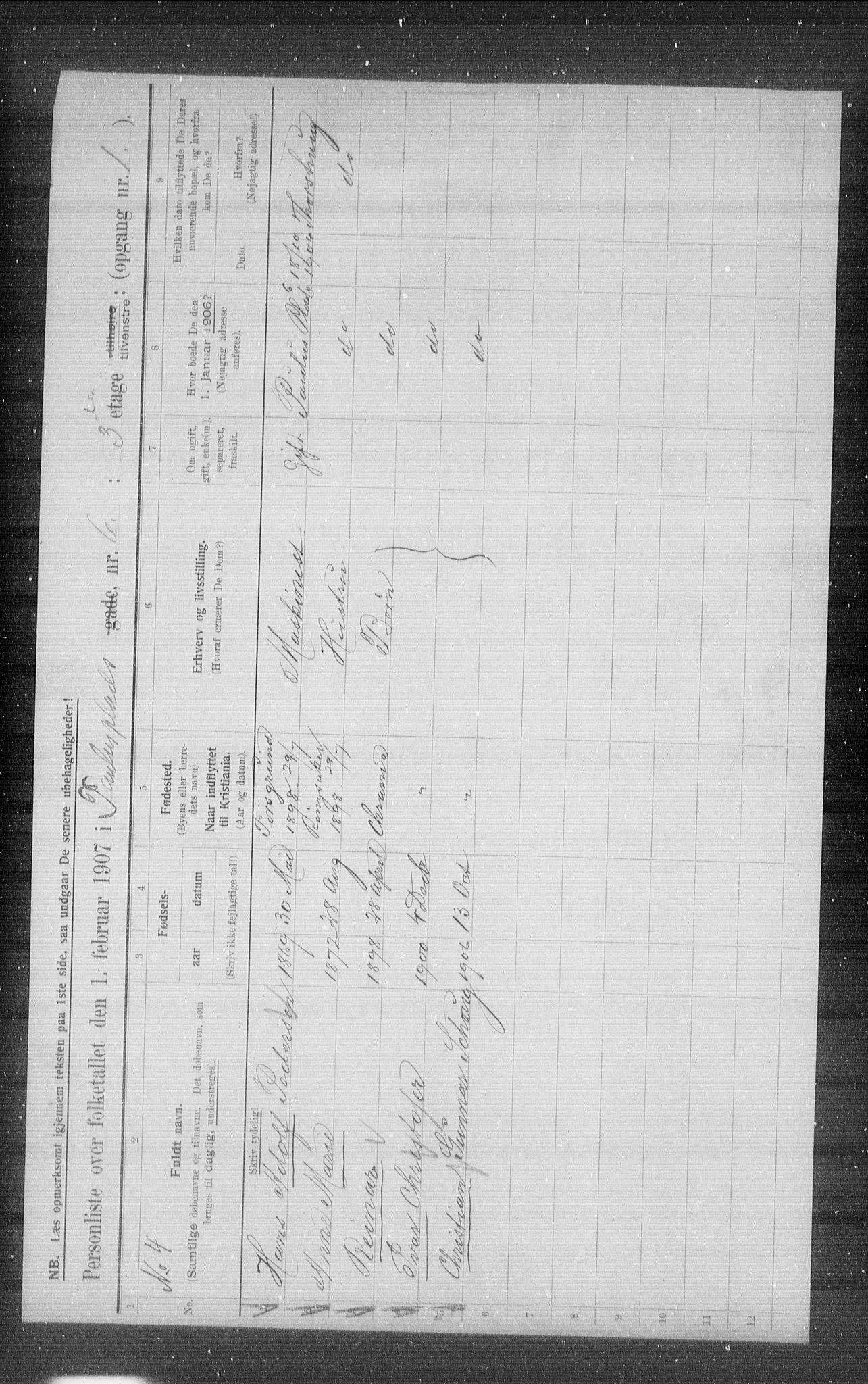 OBA, Municipal Census 1907 for Kristiania, 1907, p. 40304