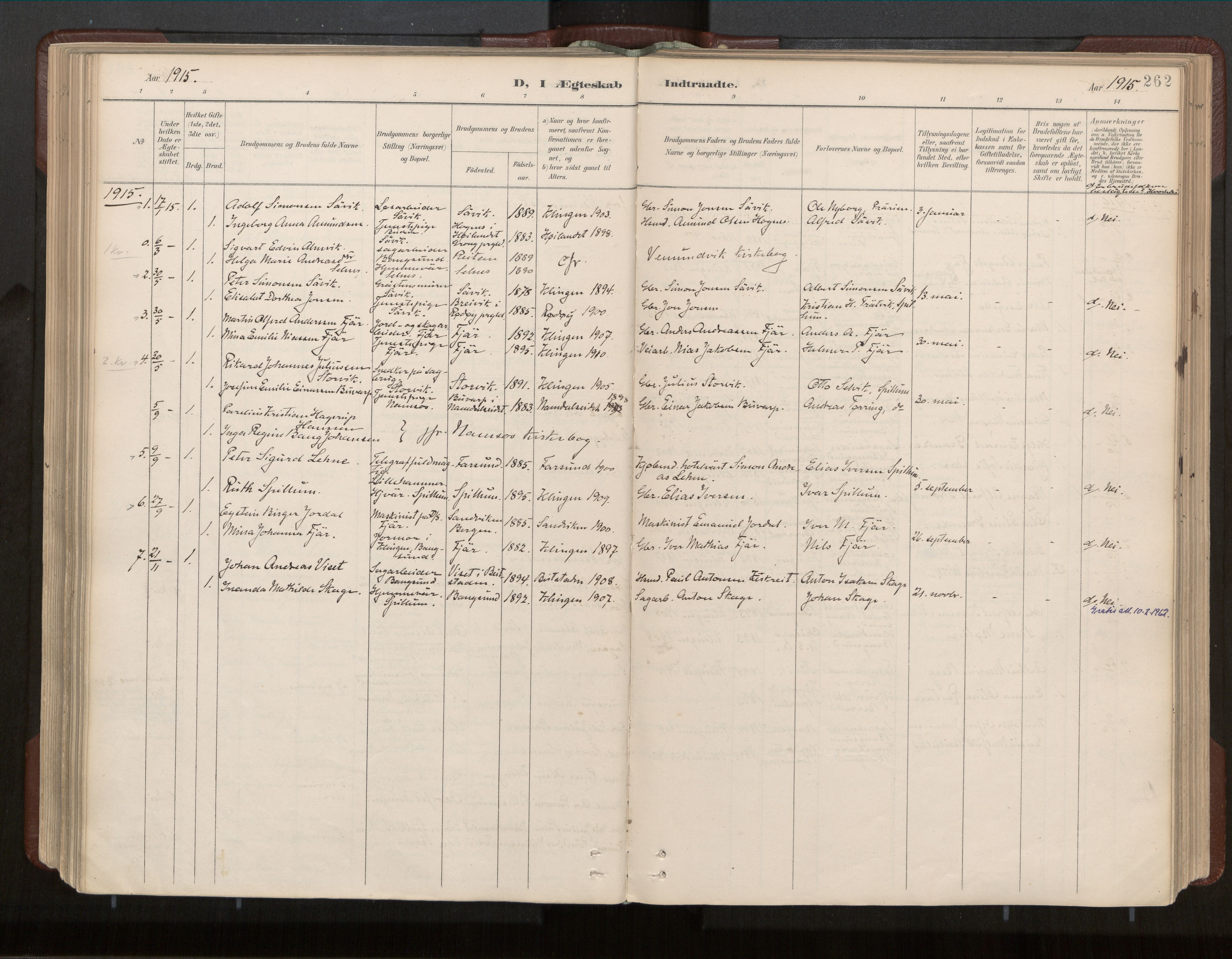 Ministerialprotokoller, klokkerbøker og fødselsregistre - Nord-Trøndelag, SAT/A-1458/770/L0589: Parish register (official) no. 770A03, 1887-1929, p. 262