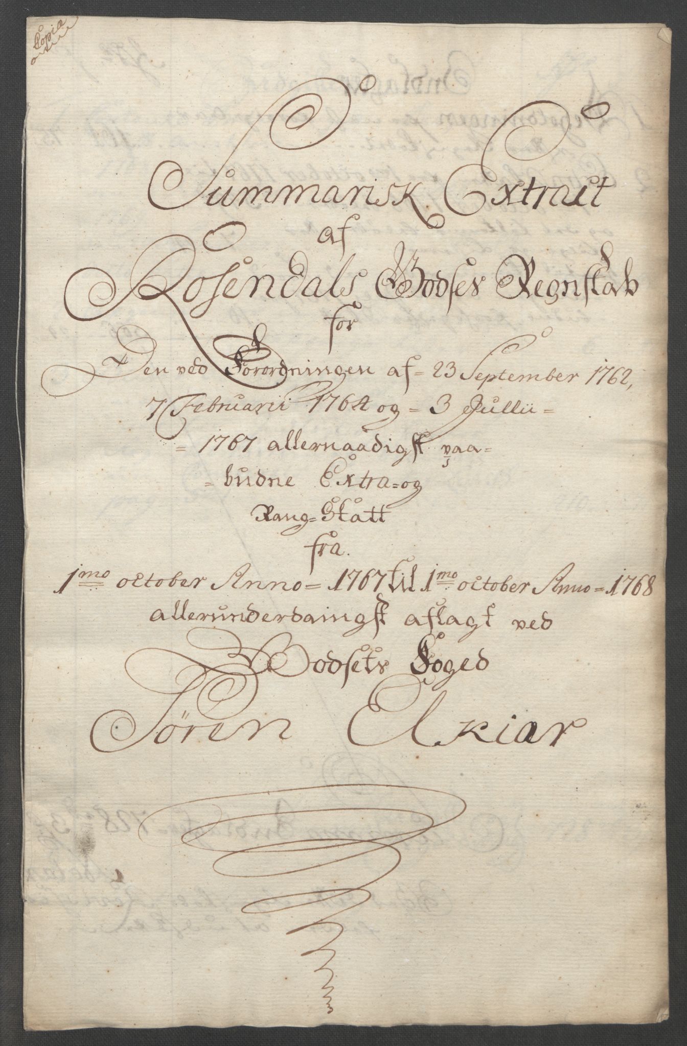 Rentekammeret inntil 1814, Reviderte regnskaper, Fogderegnskap, AV/RA-EA-4092/R49/L3157: Ekstraskatten Rosendal Baroni, 1762-1772, p. 208