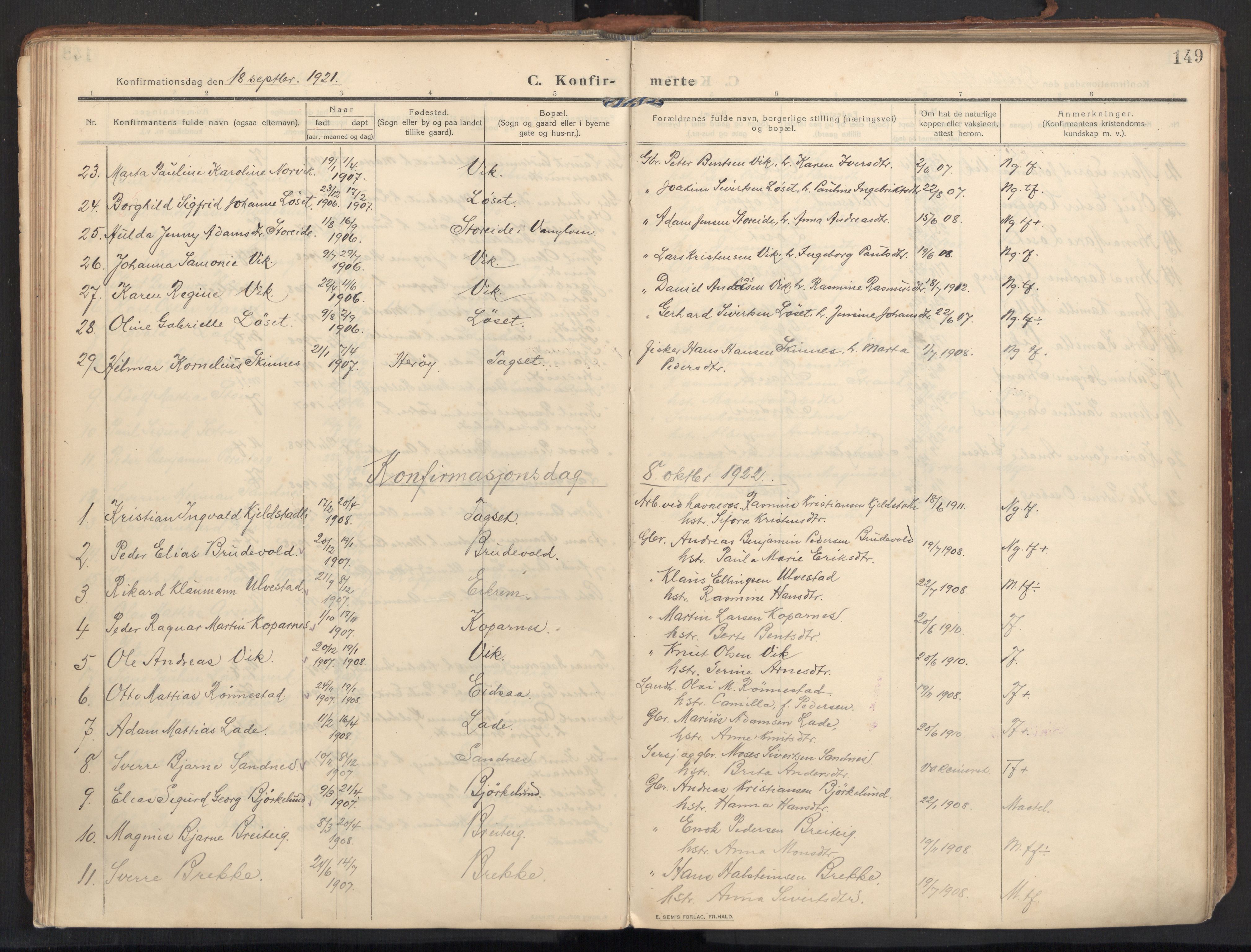 Ministerialprotokoller, klokkerbøker og fødselsregistre - Møre og Romsdal, AV/SAT-A-1454/502/L0026: Parish register (official) no. 502A04, 1909-1933, p. 149