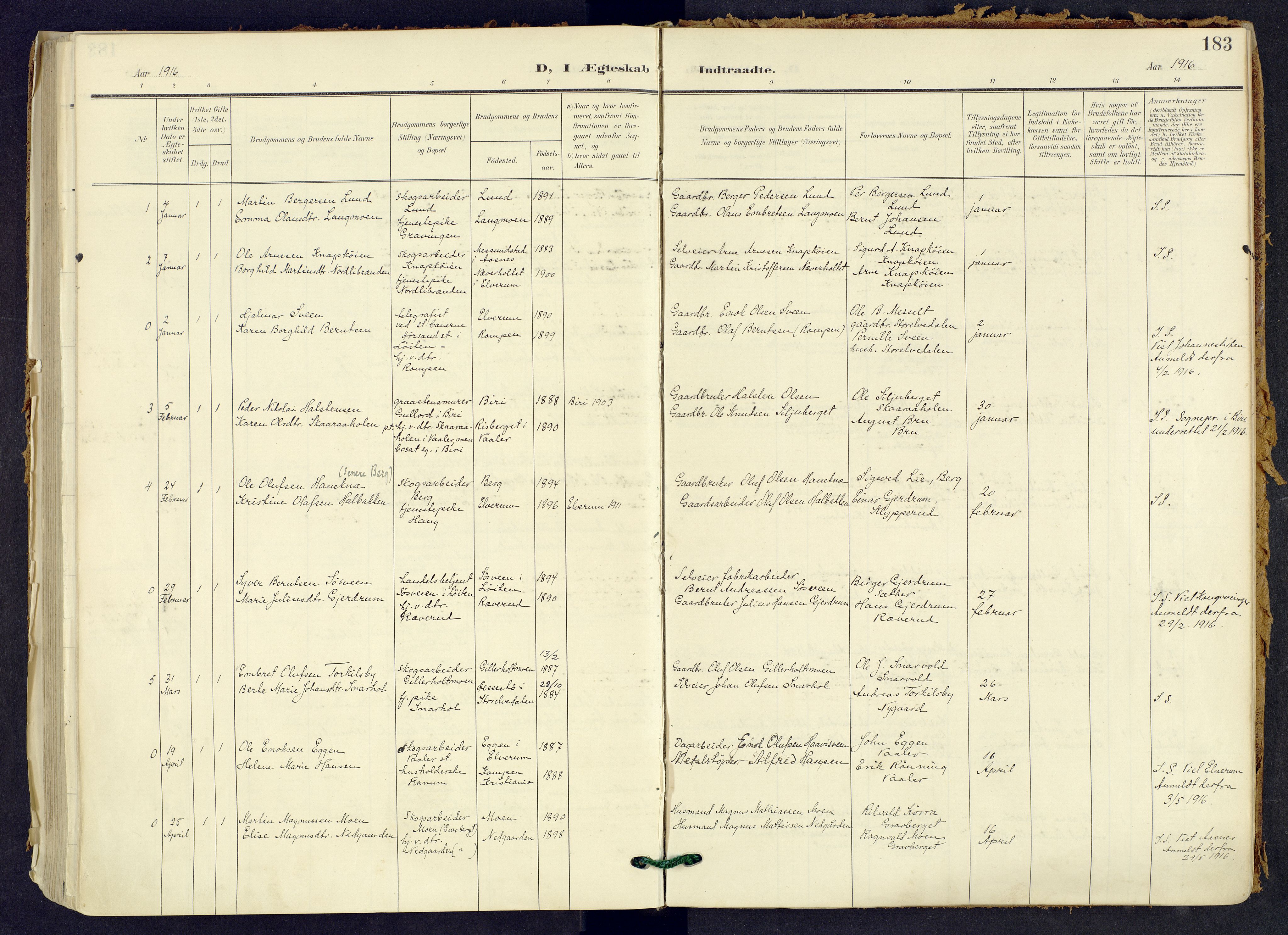 Våler prestekontor, Hedmark, SAH/PREST-040/H/Ha/Haa/L0008: Parish register (official) no. 8, 1905-1921, p. 183