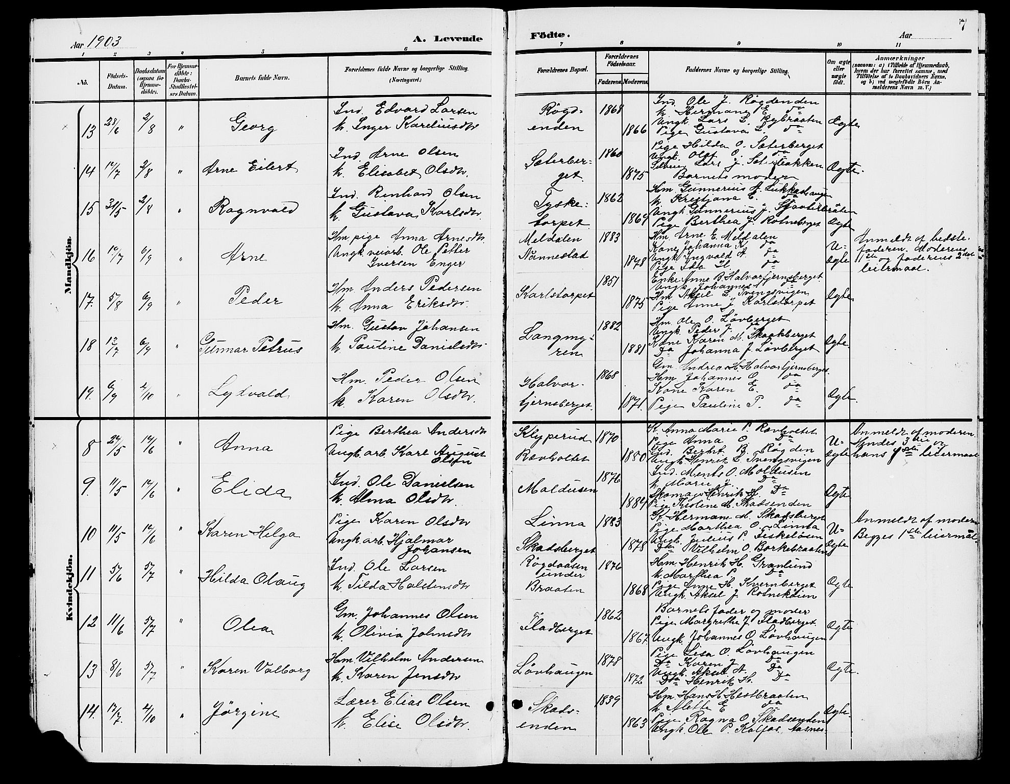 Grue prestekontor, AV/SAH-PREST-036/H/Ha/Hab/L0006: Parish register (copy) no. 6, 1902-1910, p. 7