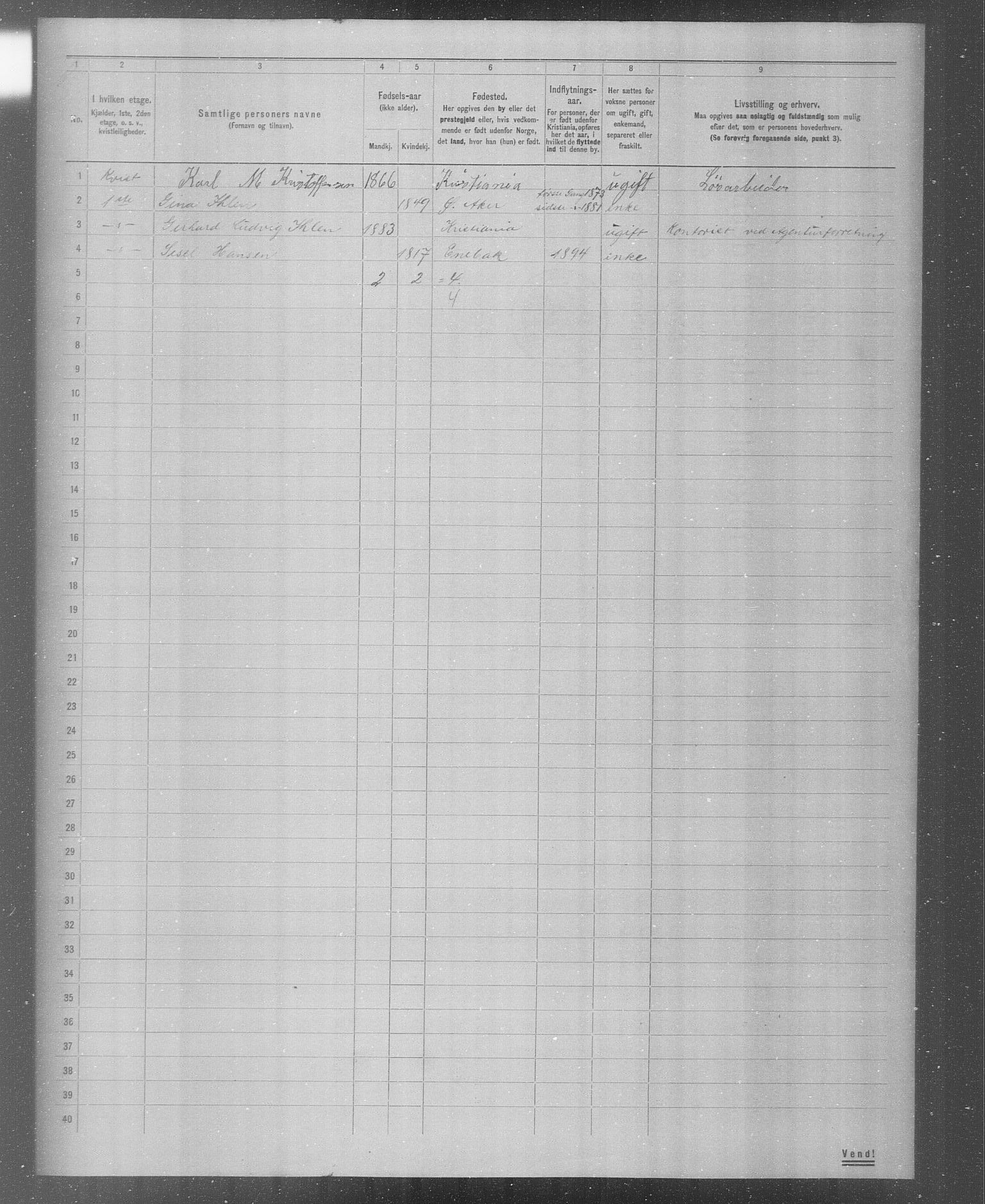 OBA, Municipal Census 1904 for Kristiania, 1904, p. 5440