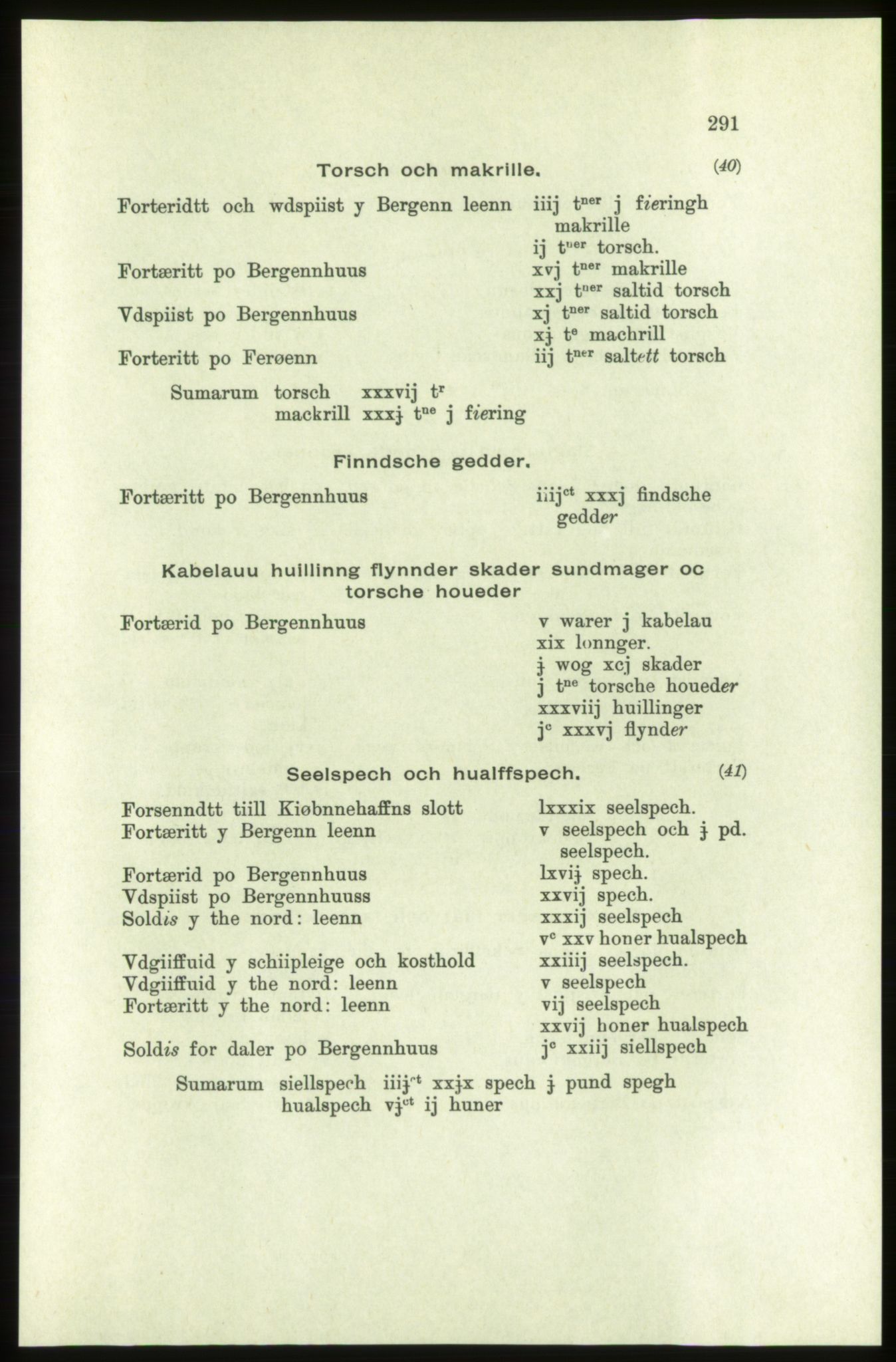 Publikasjoner utgitt av Arkivverket, PUBL/PUBL-001/C/0005: Bind 5: Rekneskap for Bergenhus len 1566-1567: B. Utgift C. Dei nordlandske lena og Finnmark D. Ekstrakt, 1566-1567, p. 291