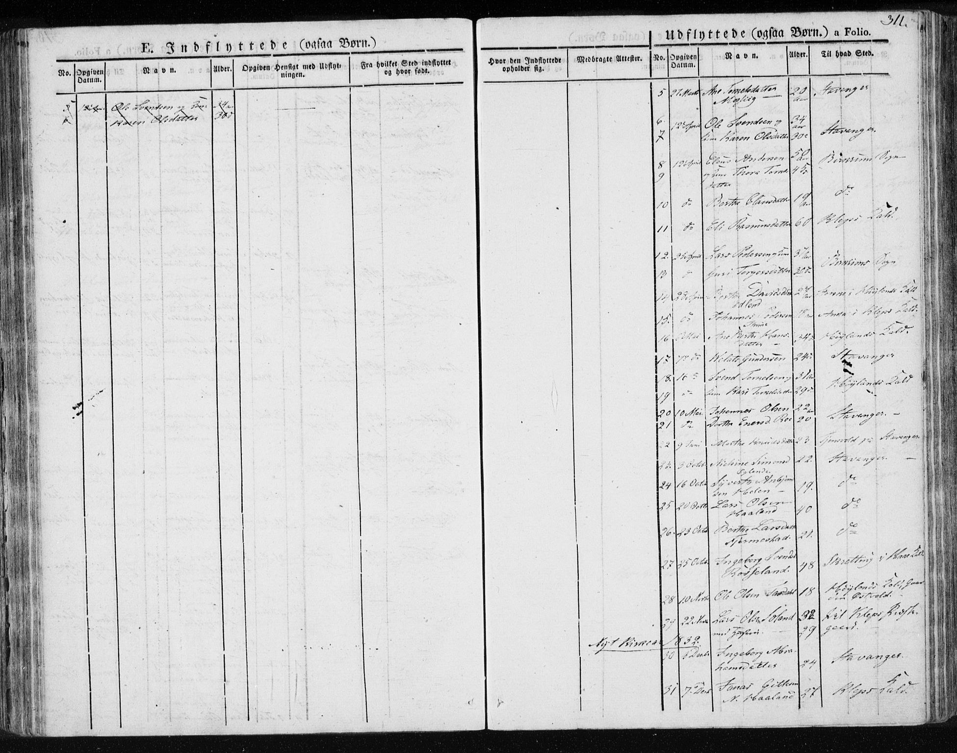 Lye sokneprestkontor, AV/SAST-A-101794/001/30BA/L0004: Parish register (official) no. A 4, 1826-1841, p. 311