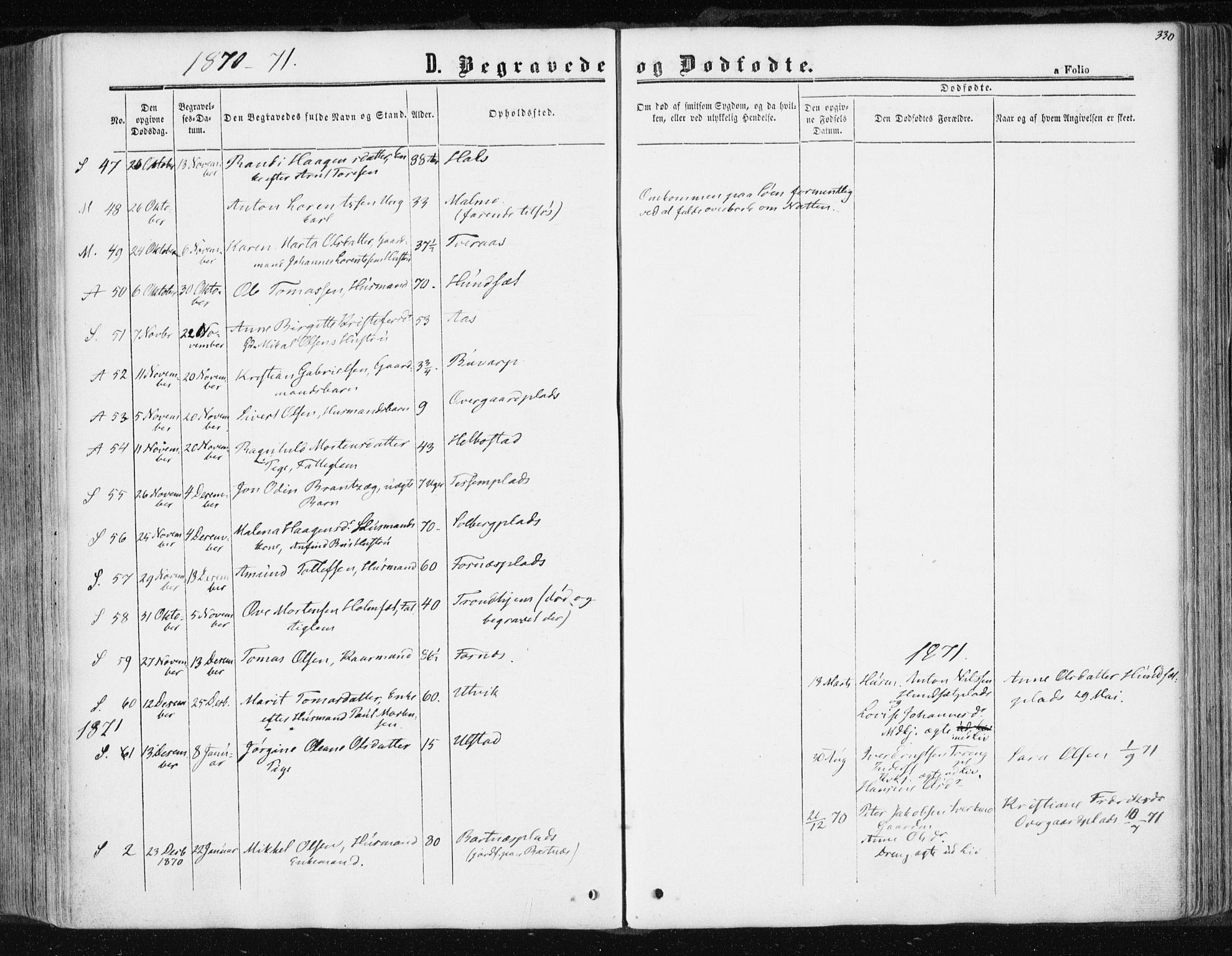 Ministerialprotokoller, klokkerbøker og fødselsregistre - Nord-Trøndelag, AV/SAT-A-1458/741/L0394: Parish register (official) no. 741A08, 1864-1877, p. 330