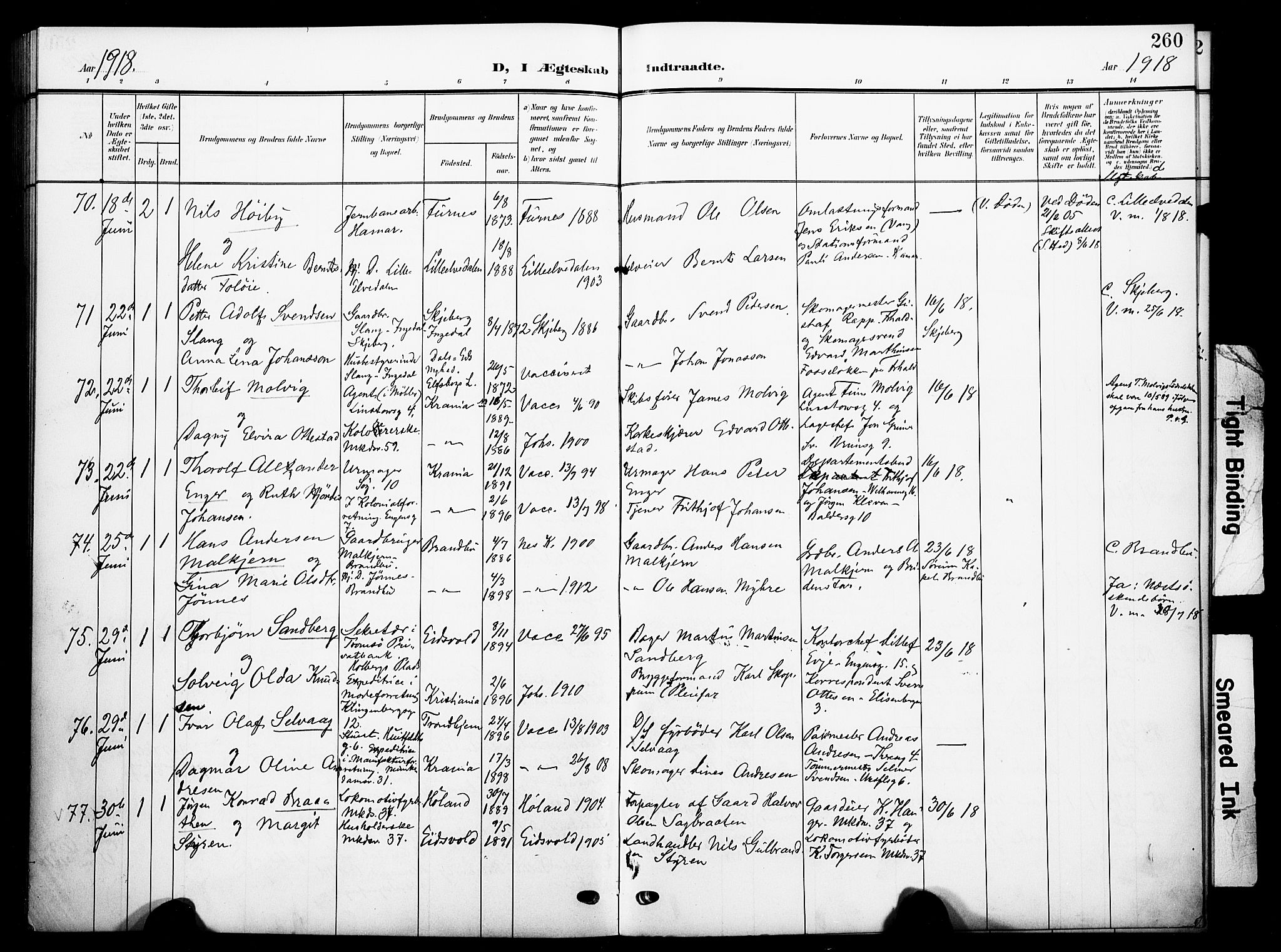 Johannes prestekontor Kirkebøker, AV/SAO-A-10852/F/Fa/L0010: Parish register (official) no. 10, 1907-1919, p. 260
