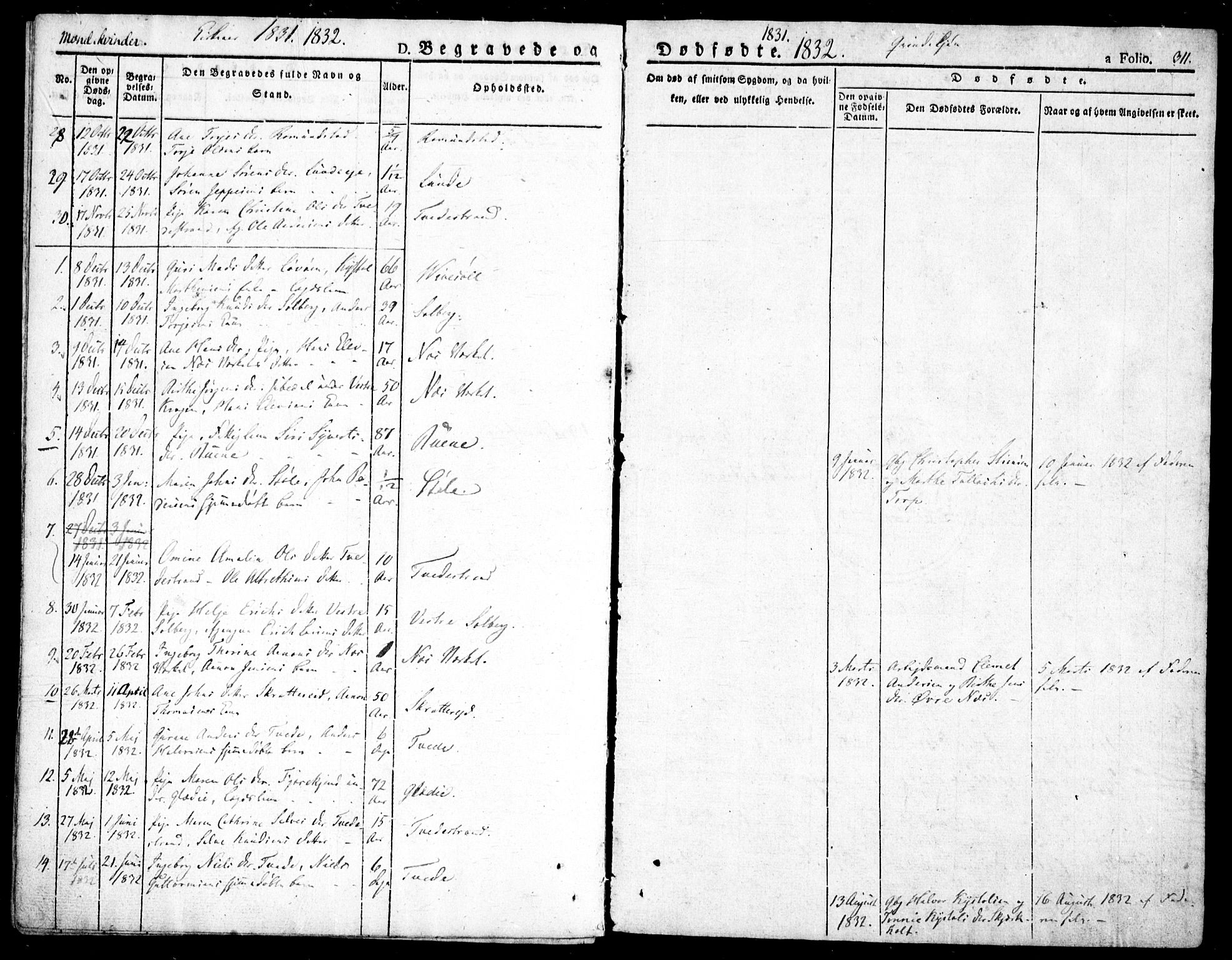 Holt sokneprestkontor, AV/SAK-1111-0021/F/Fa/L0006: Parish register (official) no. A 6, 1820-1835, p. 311