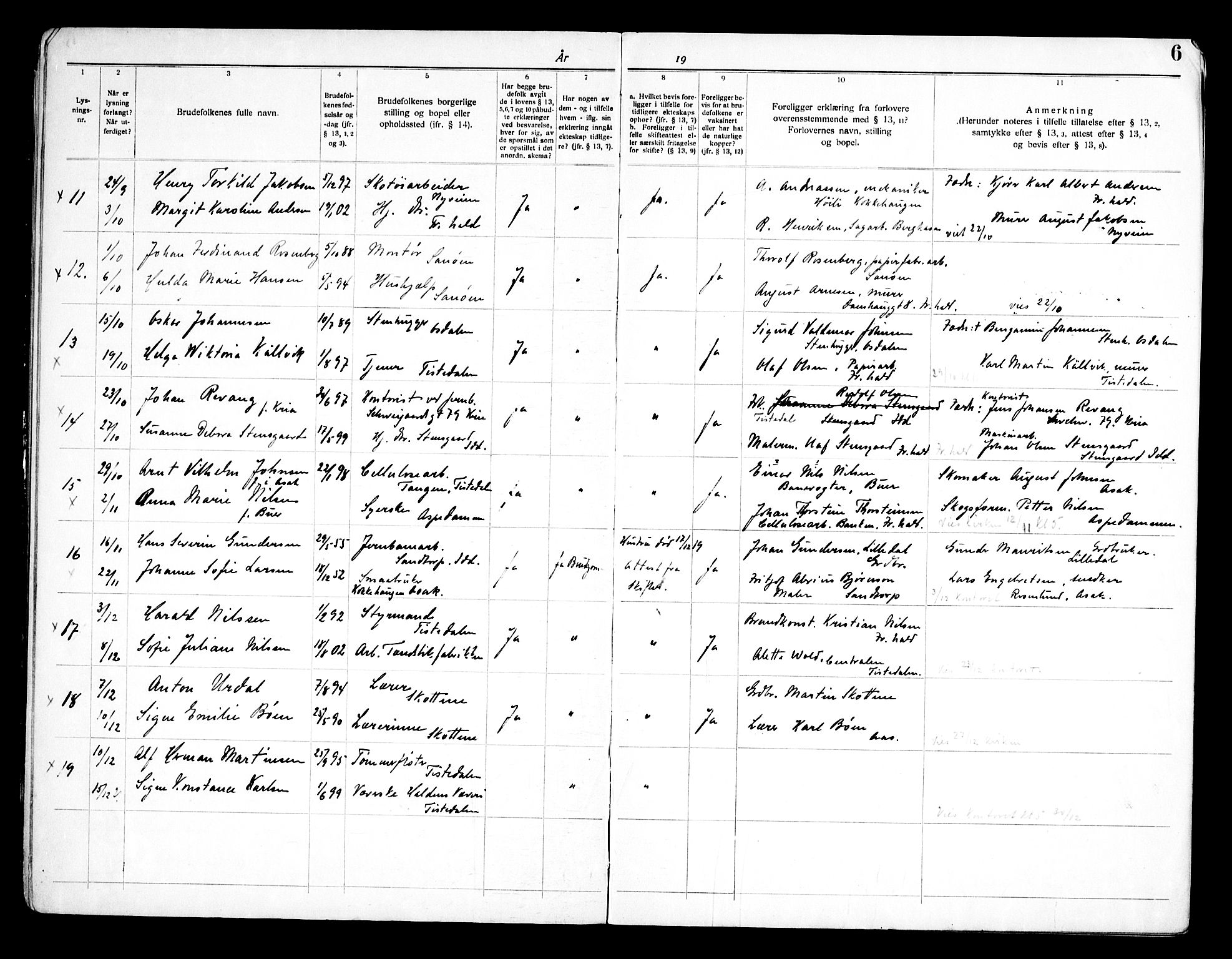 Idd prestekontor Kirkebøker, SAO/A-10911/H/Ha/L0002: Banns register no. I 2, 1919-1958, p. 6