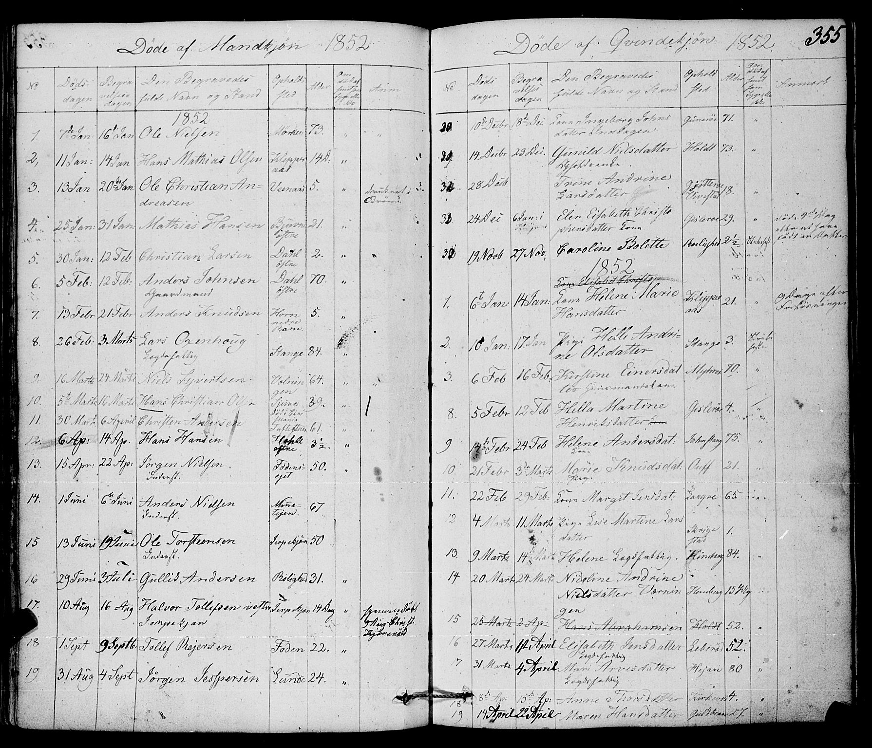 Ramnes kirkebøker, AV/SAKO-A-314/F/Fa/L0005: Parish register (official) no. I 5, 1841-1861, p. 354-355