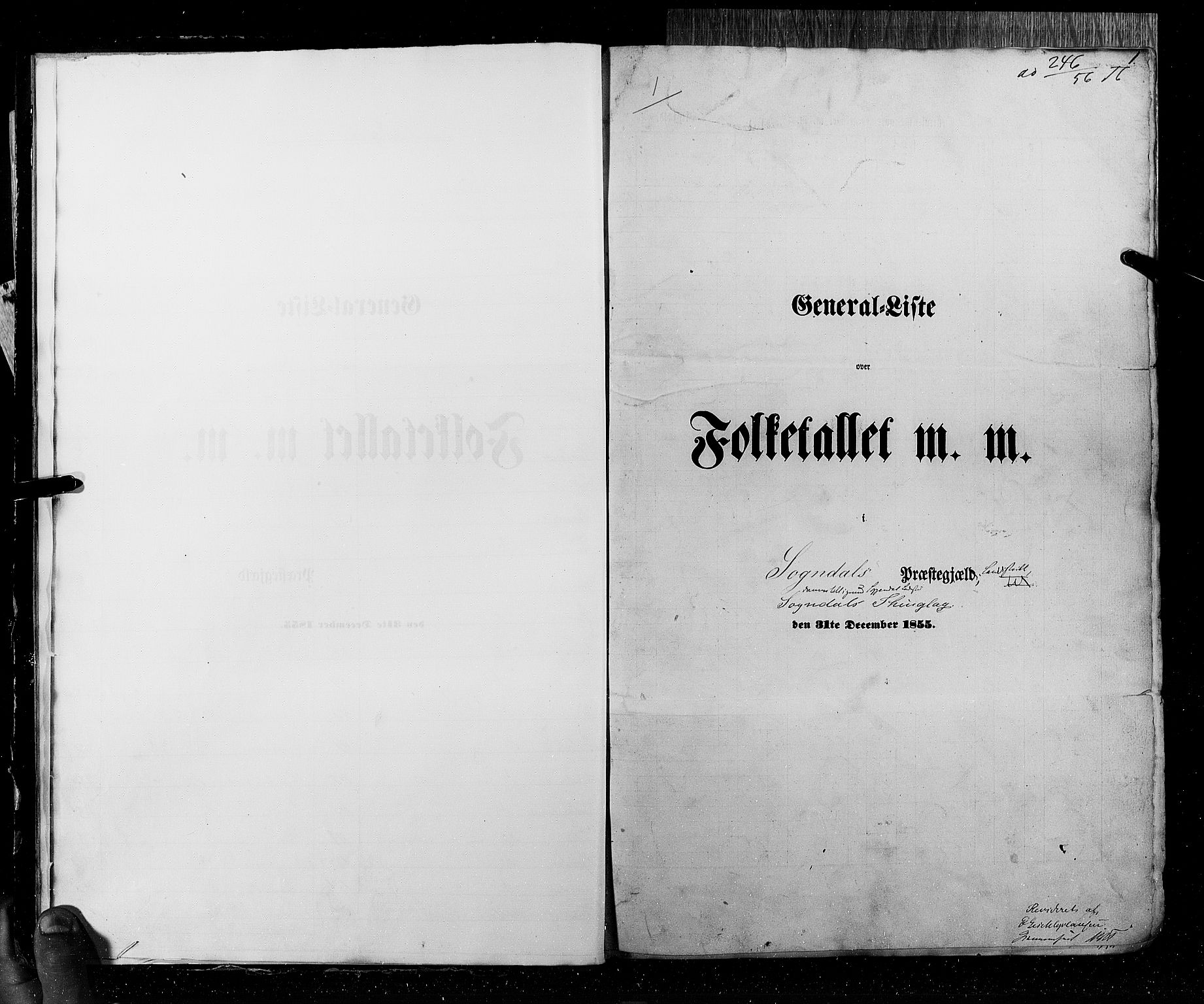 RA, Census 1855, vol. 4: Stavanger amt og Søndre Bergenhus amt, 1855, p. 1