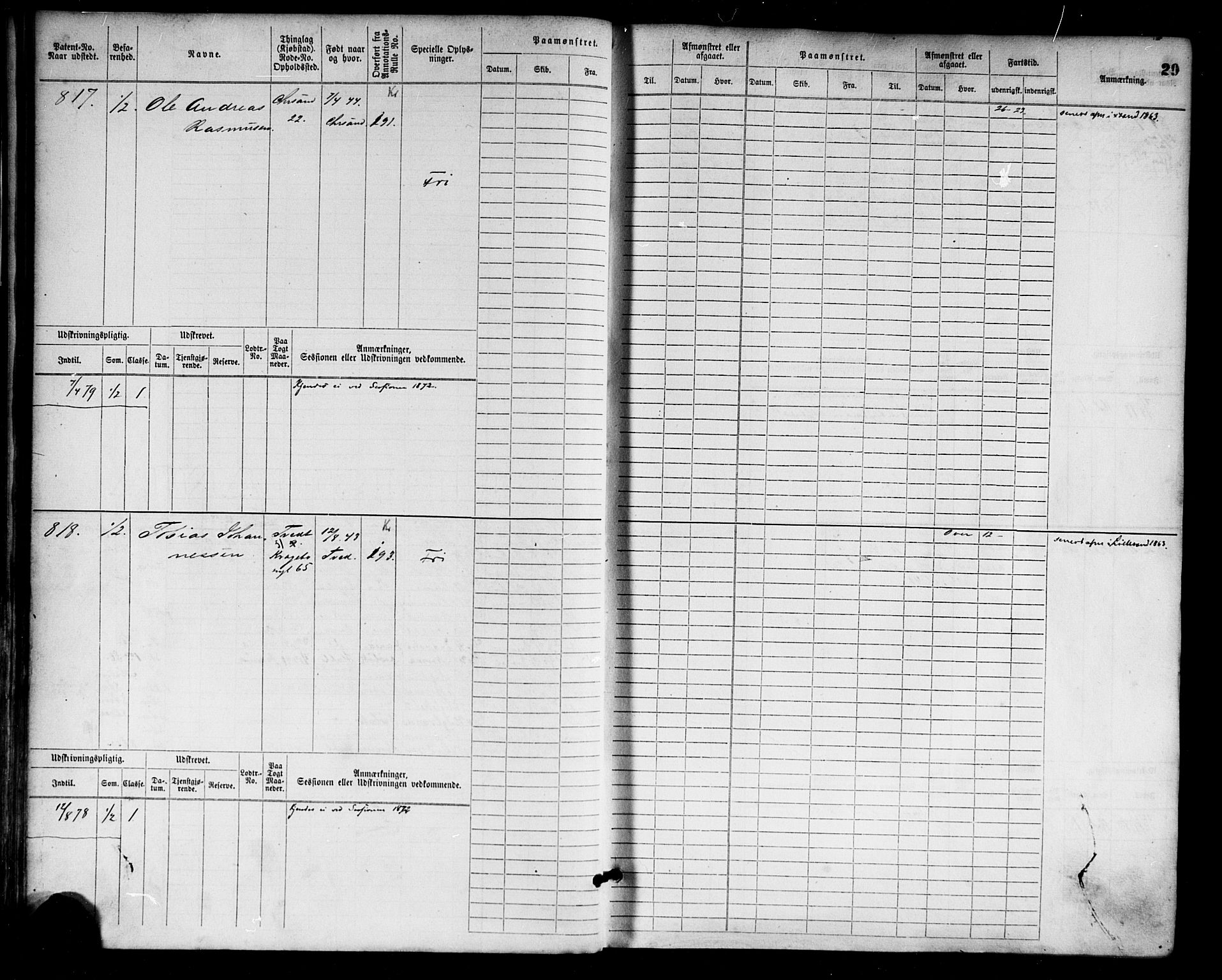 Kristiansand mønstringskrets, AV/SAK-2031-0015/F/Fb/L0004: Hovedrulle nr 763-1521, I-11, 1868-1915, p. 31