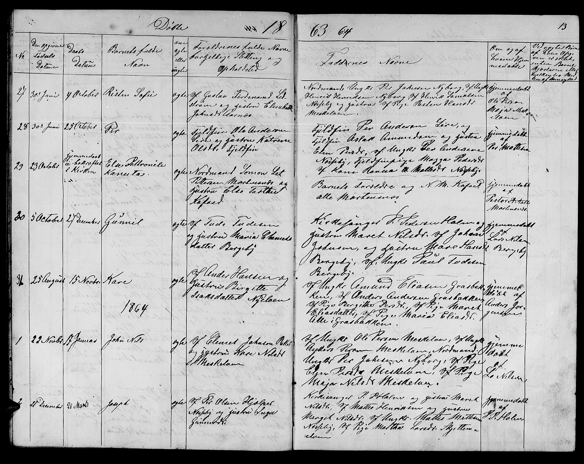 Nesseby sokneprestkontor, SATØ/S-1330/H/Hb/L0002klokker: Parish register (copy) no. 2, 1861-1868, p. 13